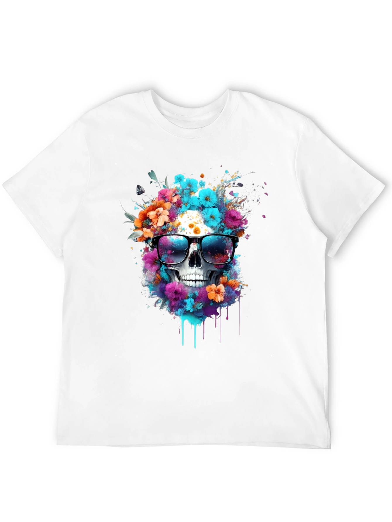 Black Floral Skull T-Shirt: Stylish & Unique Graphic Tee view 12