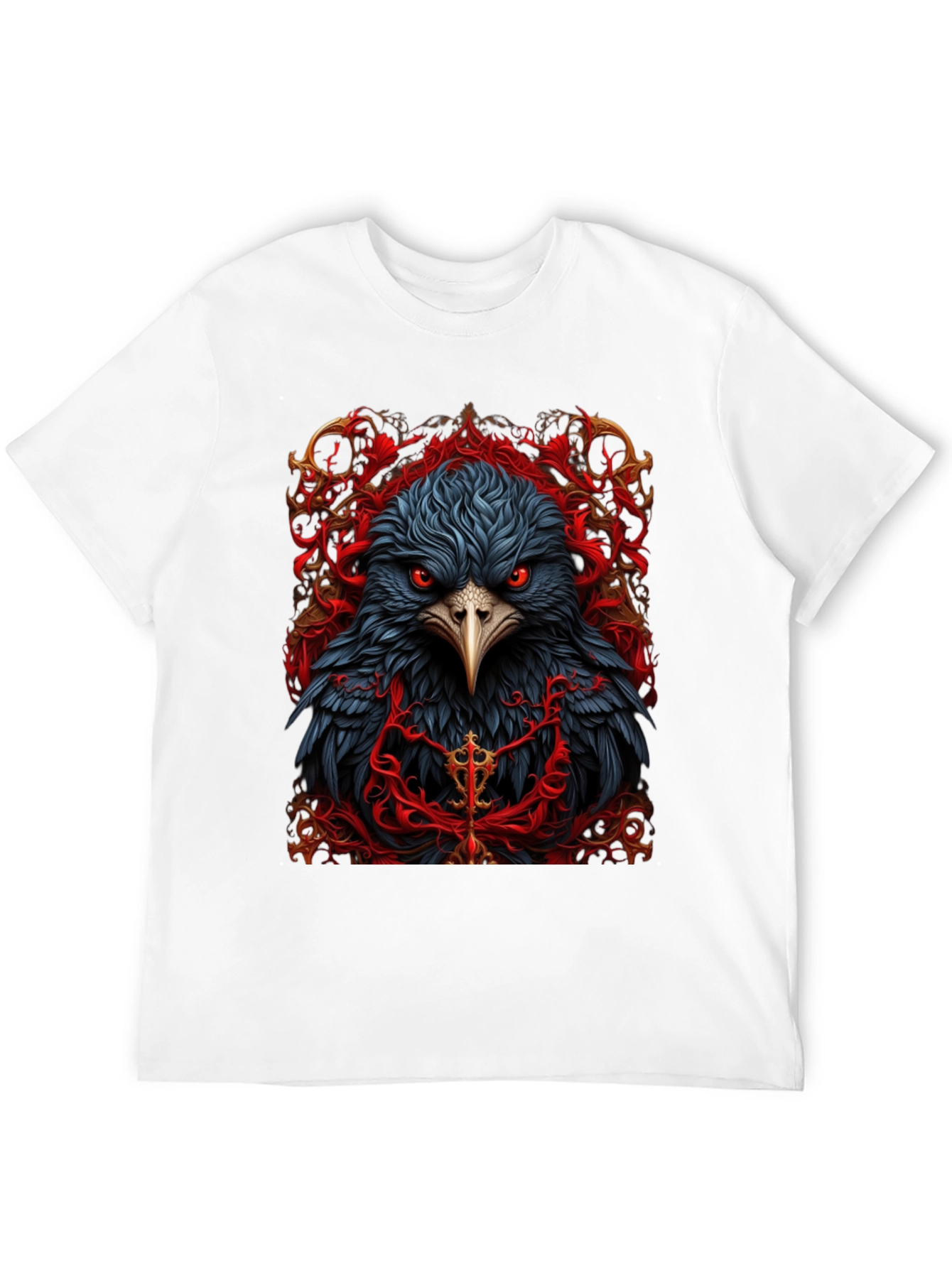 Black Raven Graphic Tee - Dark Bird Art T-Shirt view 12