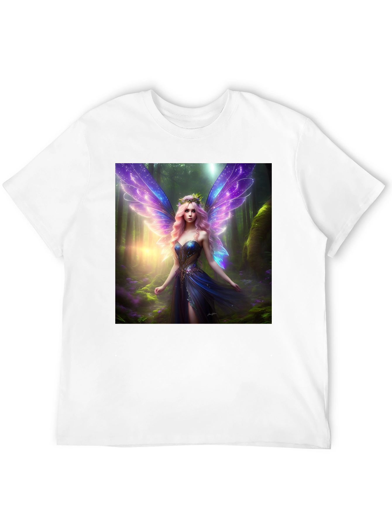 Black Fantasy Fairy Print Black Tee view 12