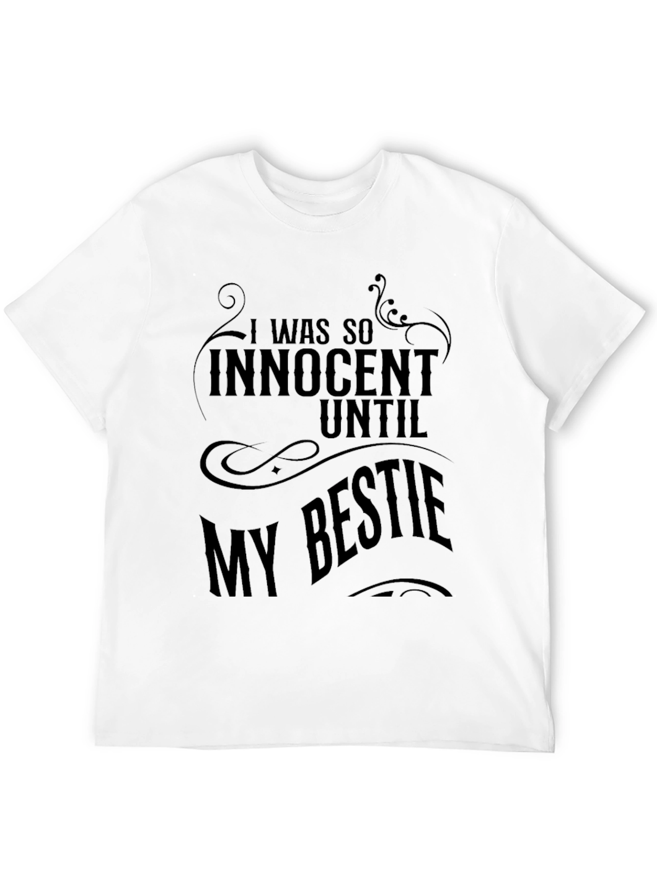 Black Innocent Until Bestie Graphic Tee view 12