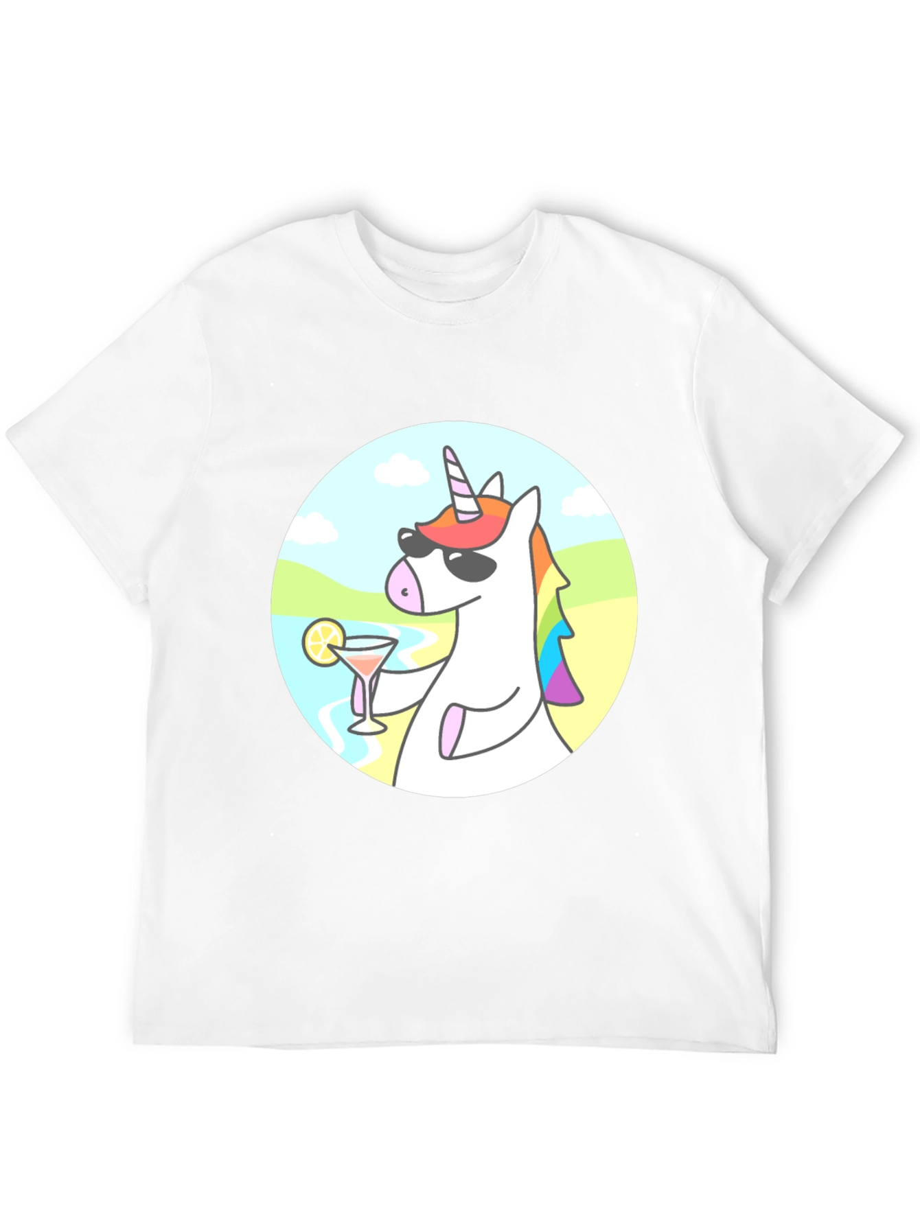 Black Cool Unicorn Cocktail T-Shirt - Black Cotton Graphic Tee view 12