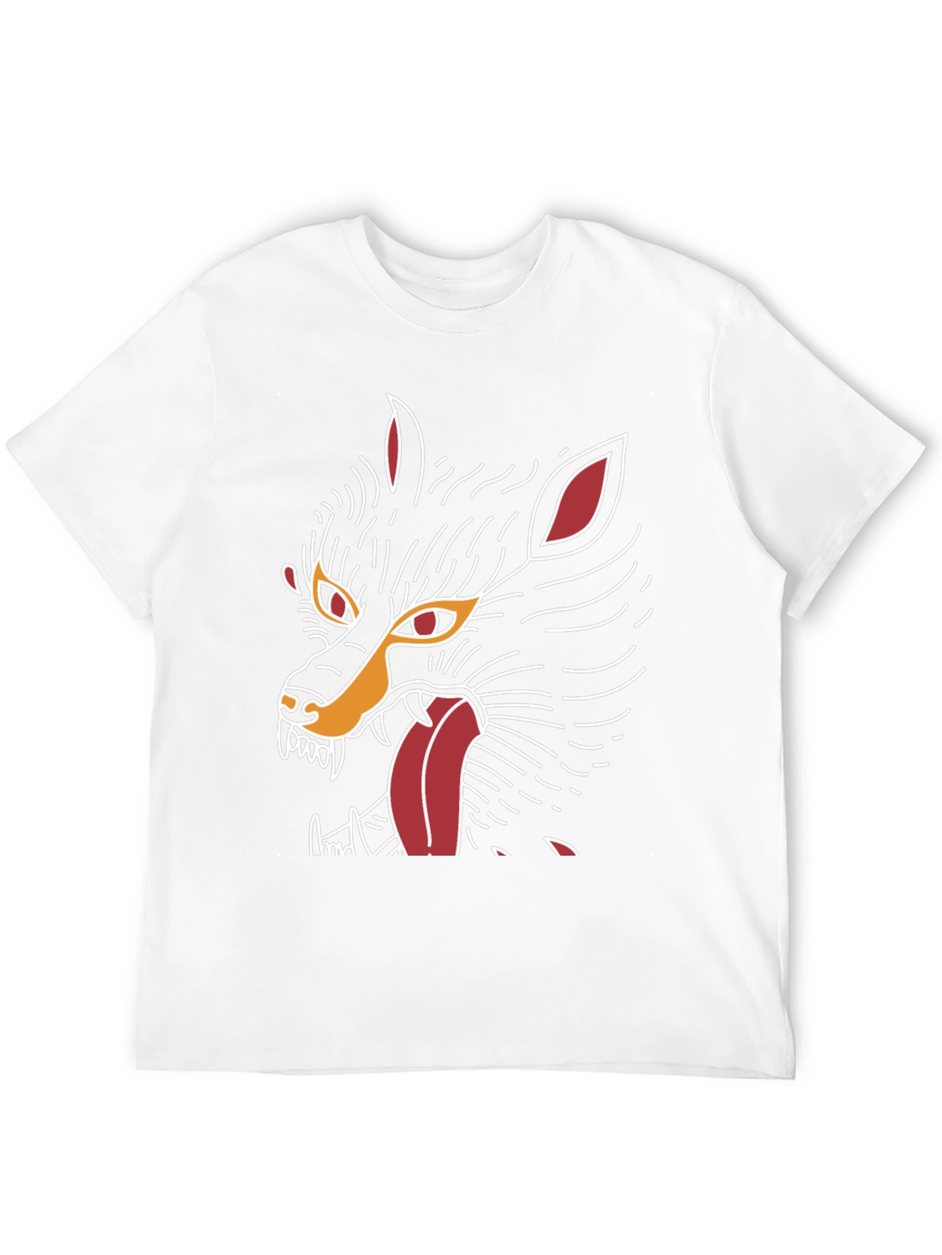 Black Men's Black Graphic Tee - Wolf Design view 12