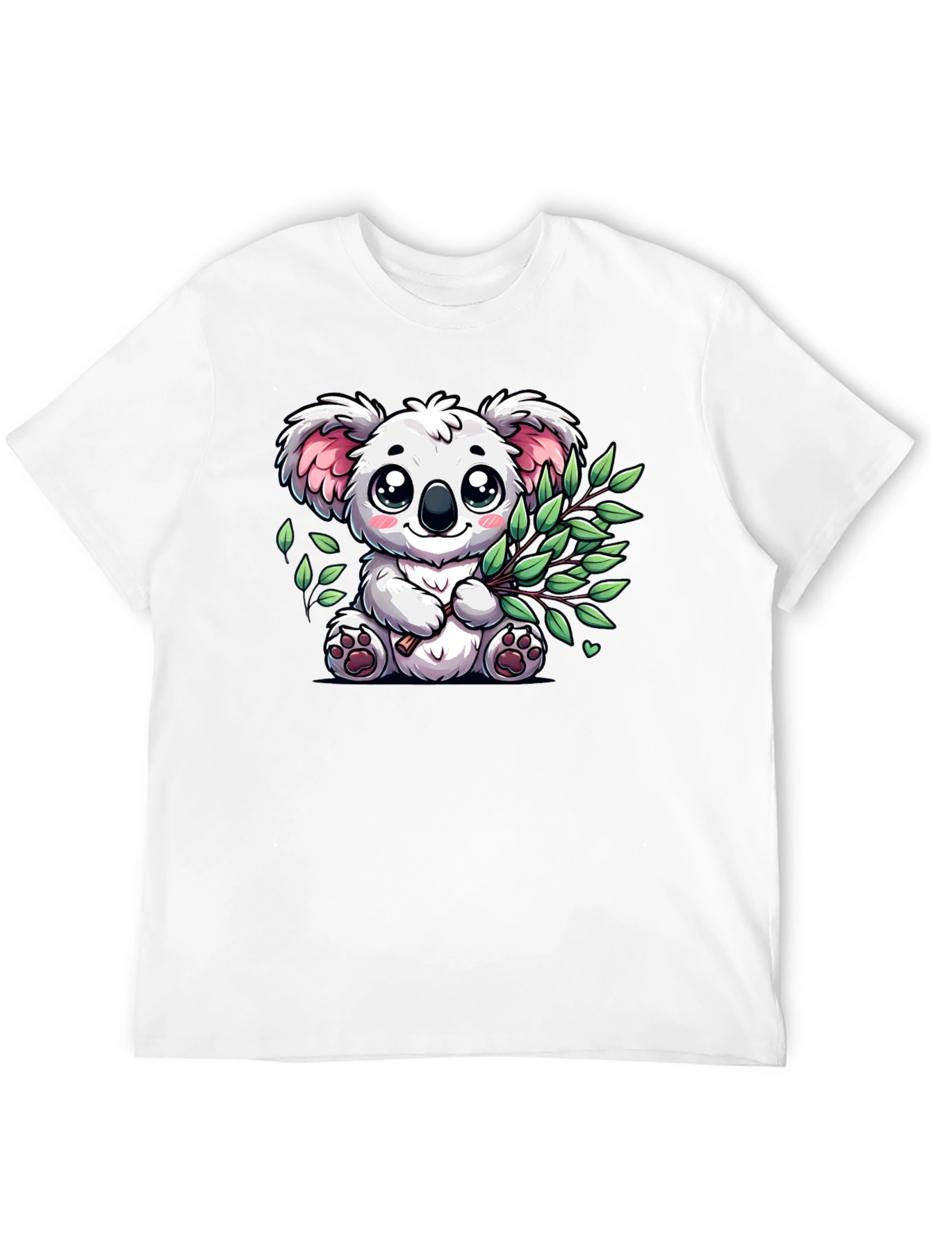 Black Cute Koala Bear Graphic Tee - Black Cotton T-Shirt view 12