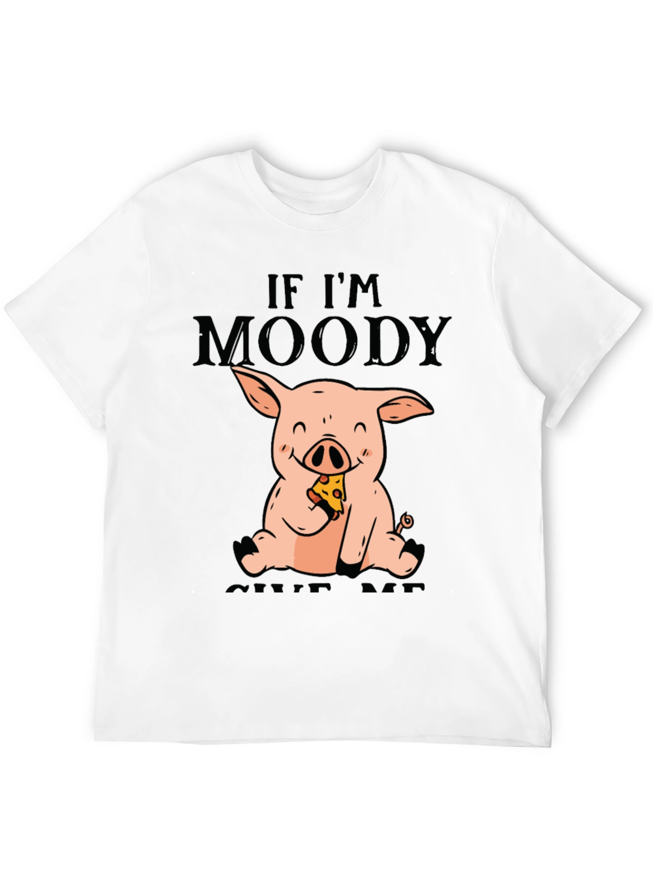 Black Moody Pig Pizza T-Shirt - Funny Graphic Tee view 12
