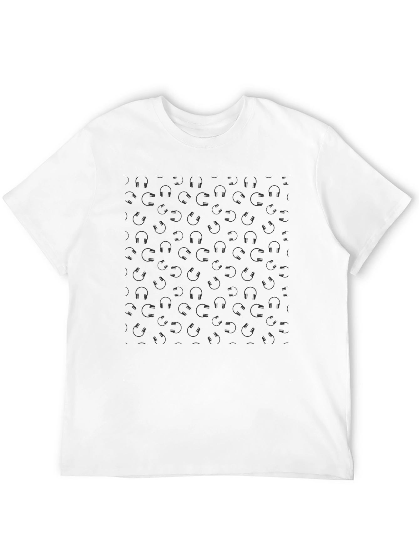 Black Black Headphones Pattern Tee - Modern Style view 12