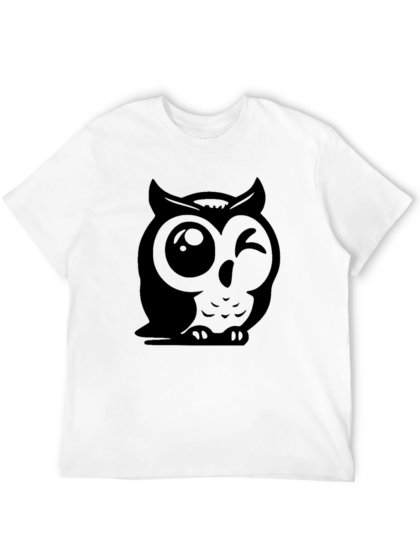 Black Winking Owl Graphic Tee - Soft Cotton Black T-Shirt view 12