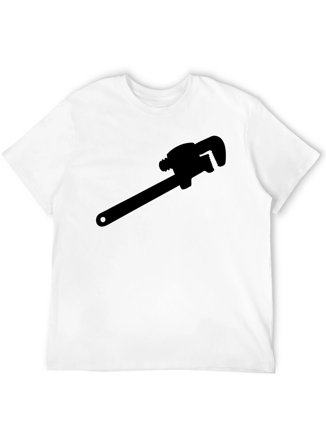 Black Plumber Wrench Graphic Tee - Black Cotton T-Shirt view 12