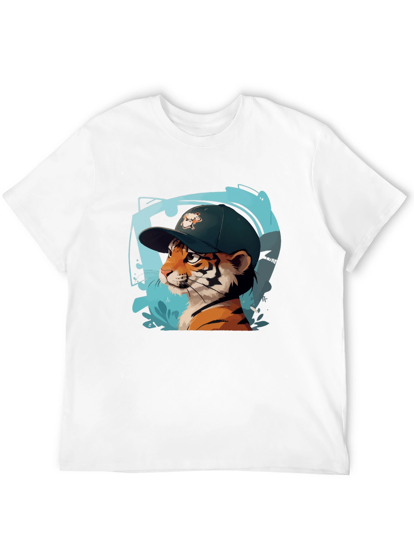 Black Cool Cat Tee - Tiger in a Hat Graphic Print Shirt view 12