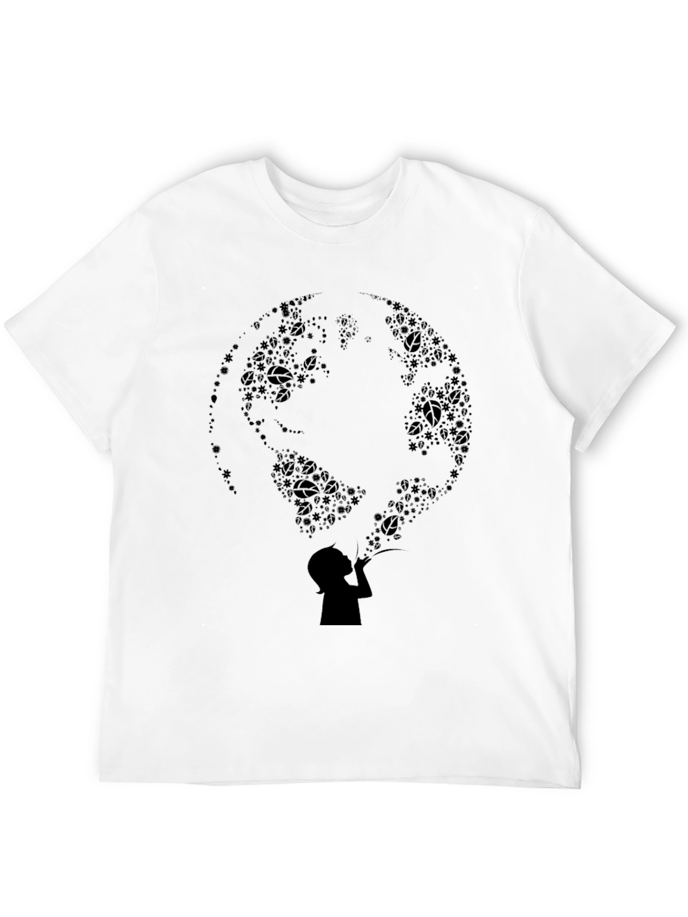 Black Silhouette Earth Bubble Tee - Black Graphic T-Shirt view 12