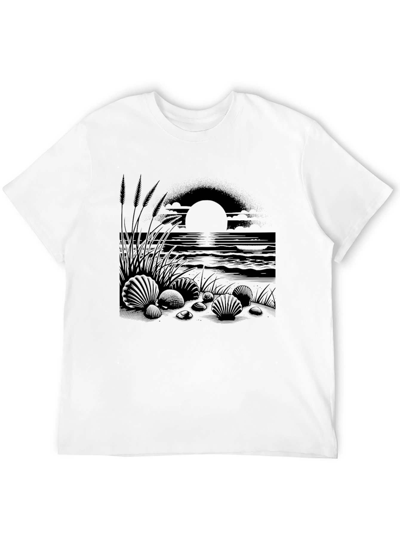 Black Beach Sunset Graphic Tee - Black Cotton Shirt view 12