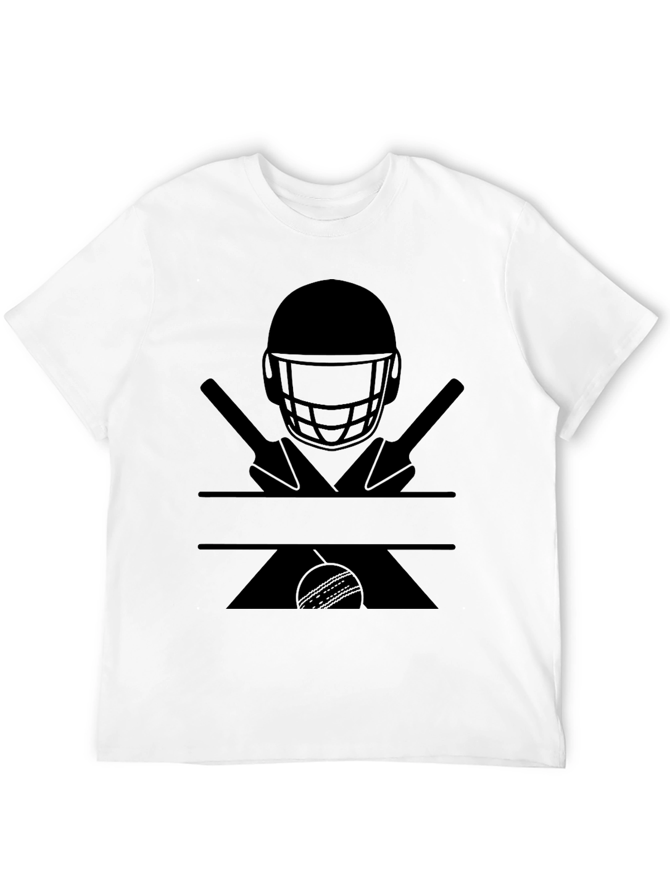 Black Cricket Helmet, Bats, and Ball Graphic Tee view 12