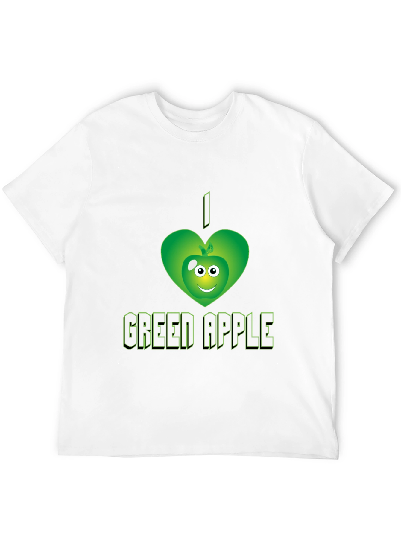 Black I Love Green Apple Graphic Tee - Trendy Casual Shirt view 12
