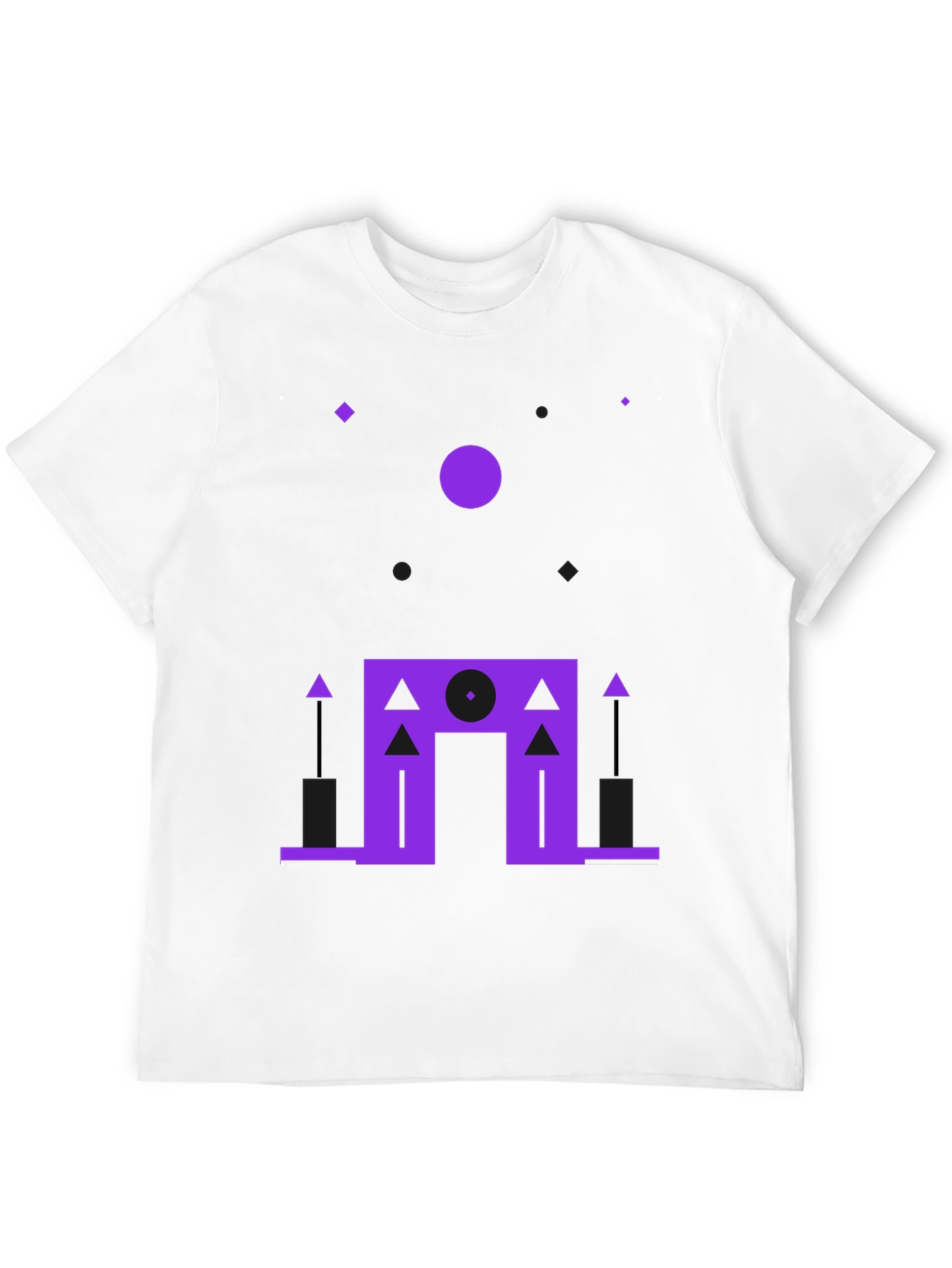 Black Geometric Purple Design Black T-Shirt view 12