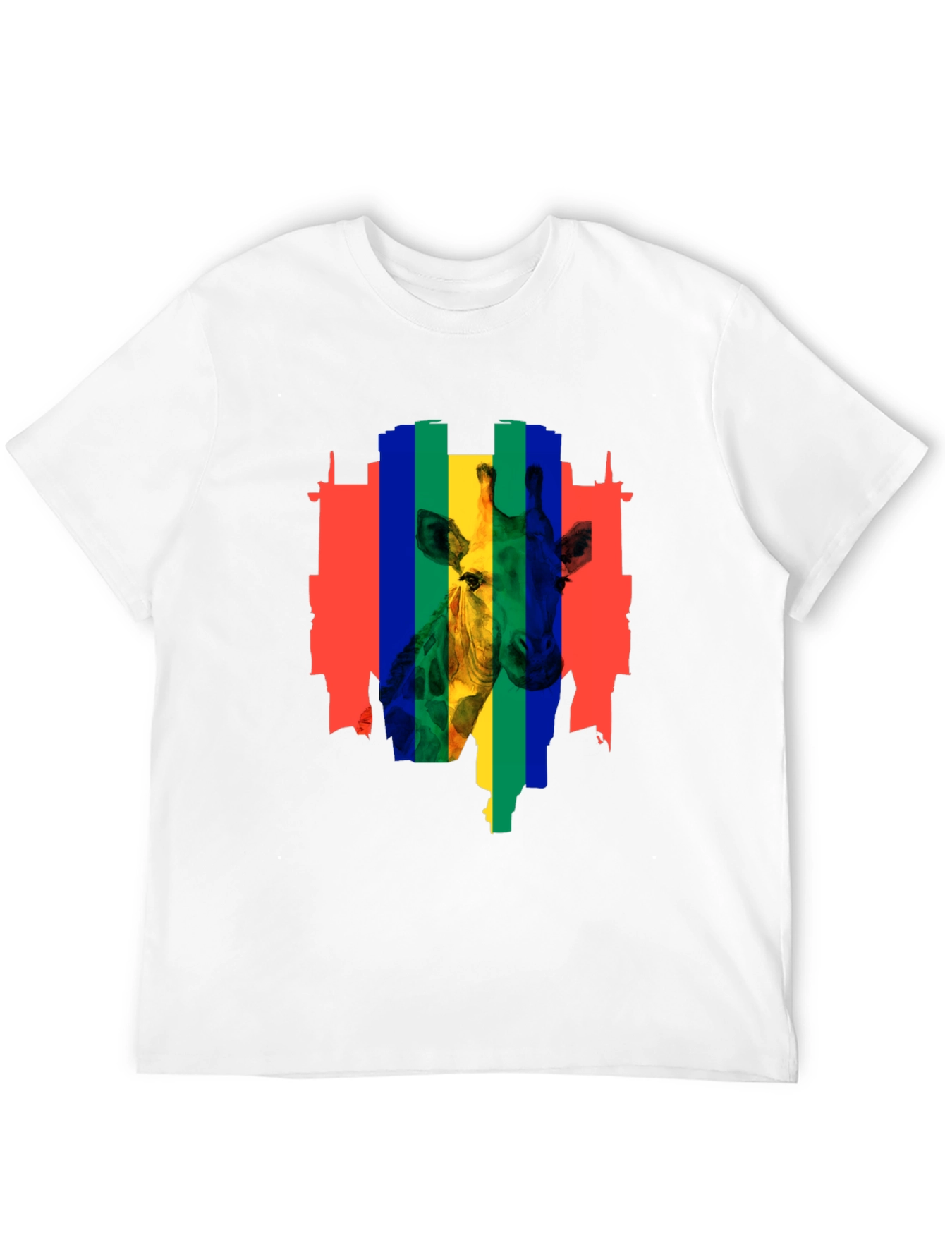 Black Rainbow Giraffe Graphic Tee - Men's Black T-Shirt view 12