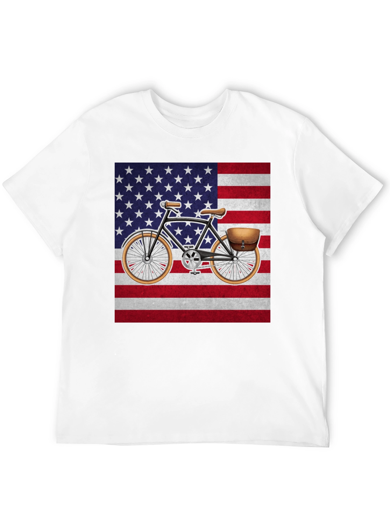 Black Vintage Bicycle American Flag T-Shirt view 12