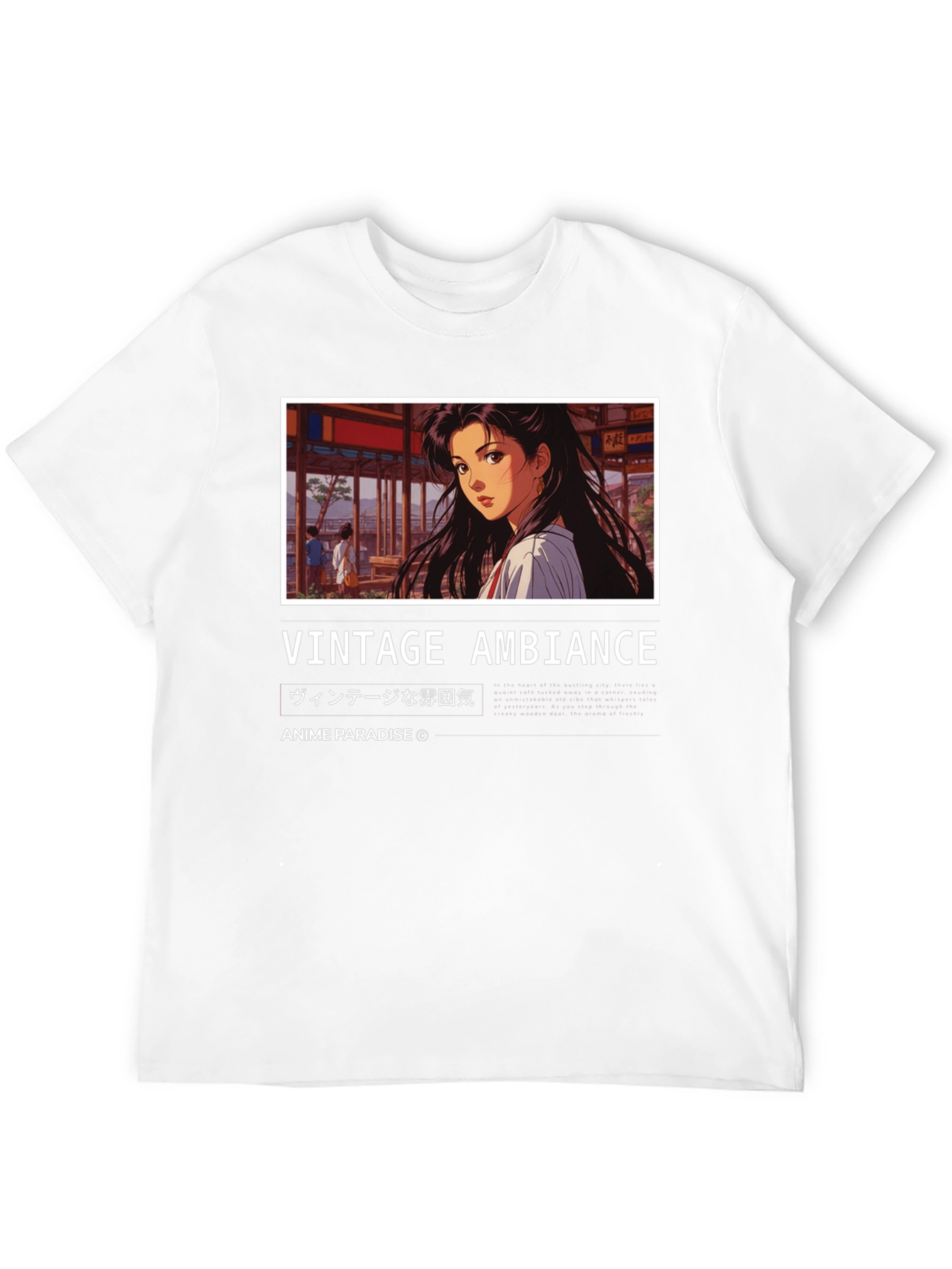 Black Vintage Anime Ambience T-Shirt view 12