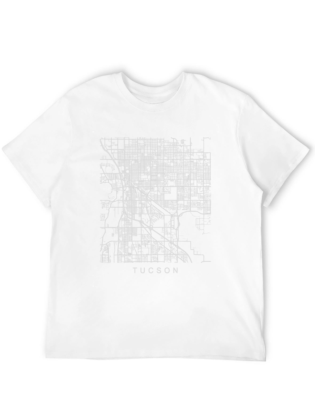 Black Tucson City Map T-Shirt - Urban Street Grid Tee view 12
