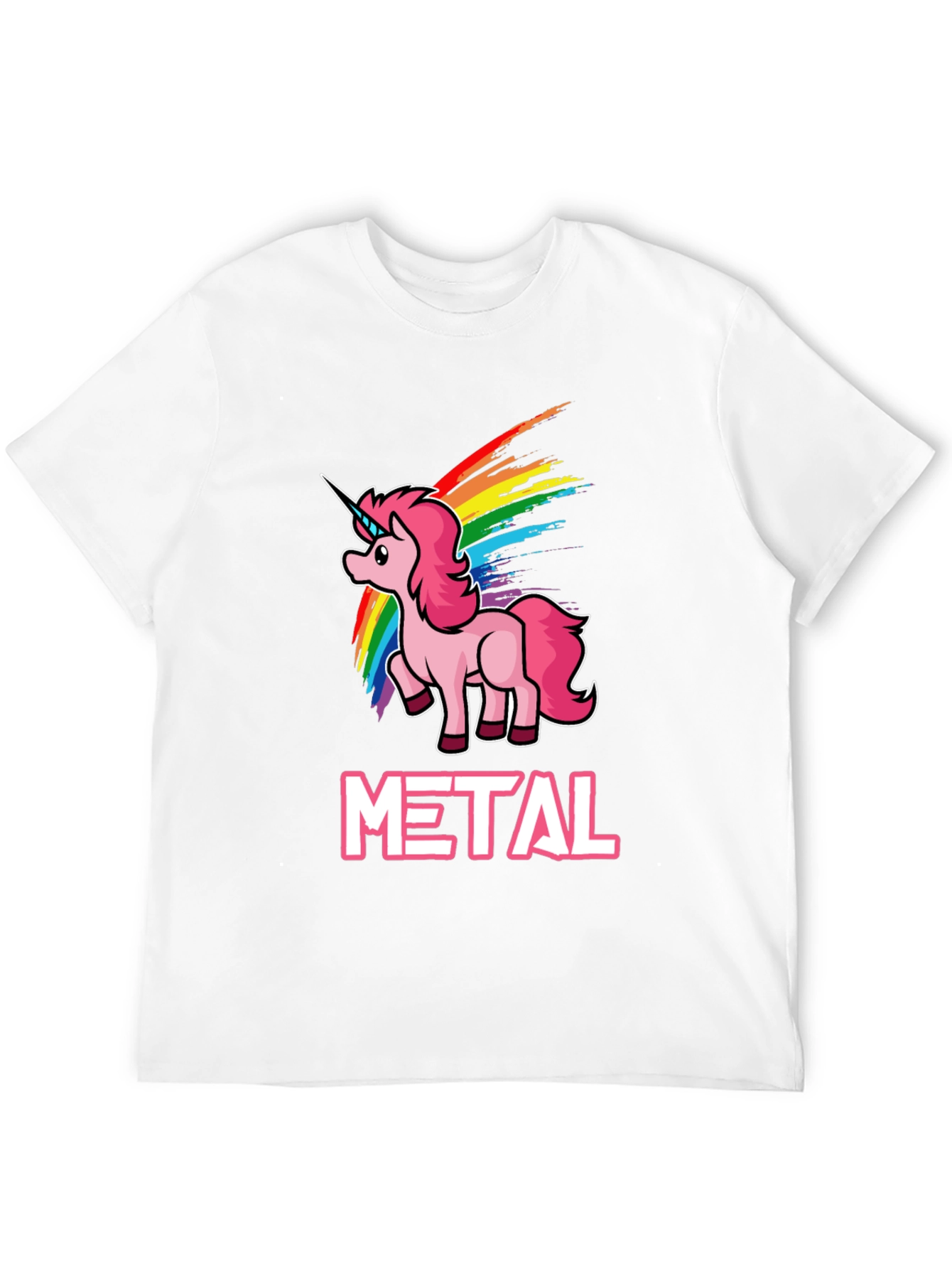 Black Unicorn Metal Rainbow T-Shirt - Heavy Metal Style view 12