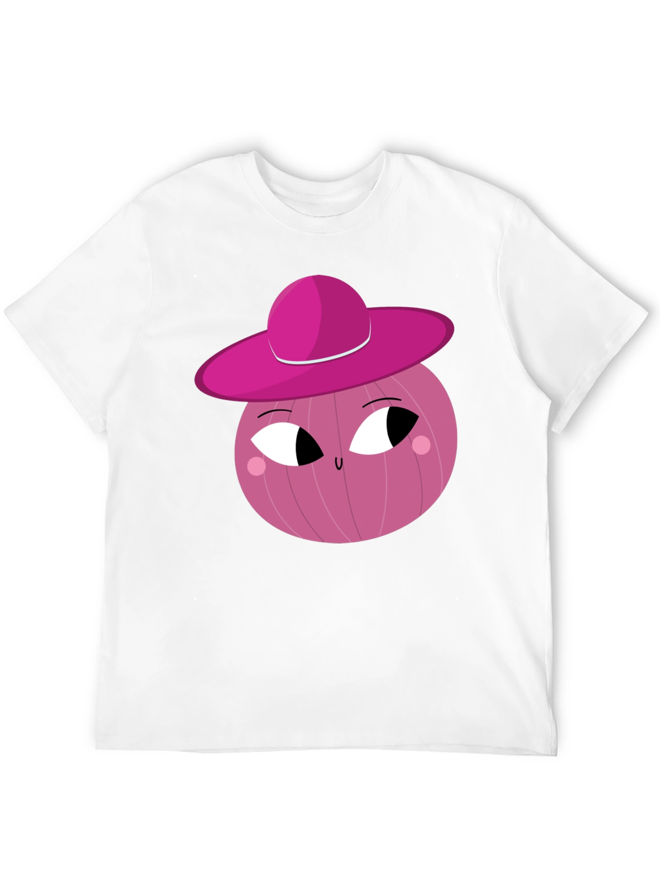 Black Whimsical Pink Onion Character Graphic T-Shirt view 12