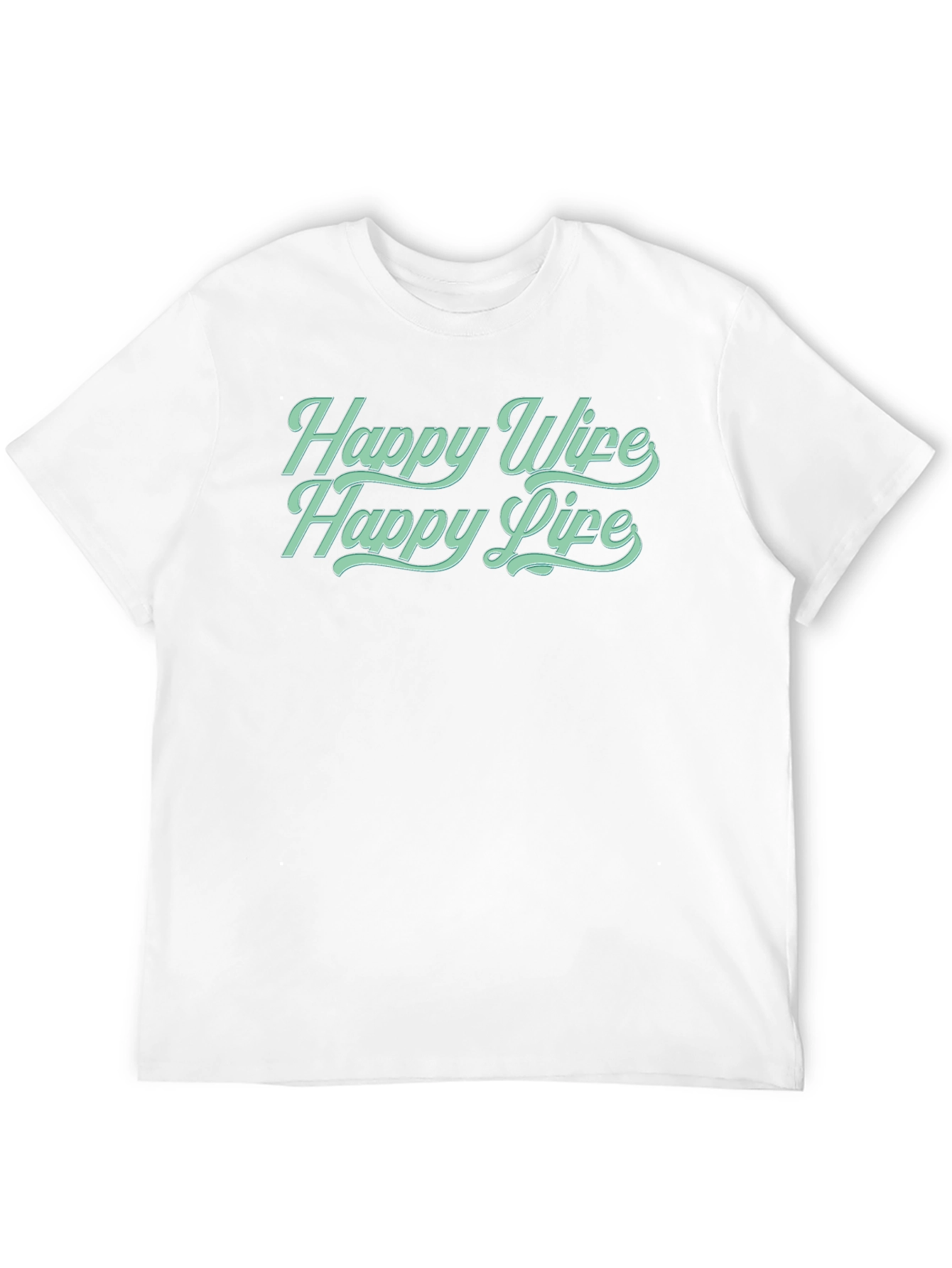 Black Happy Wife Happy Life Crew Neck T-Shirt - Black view 12