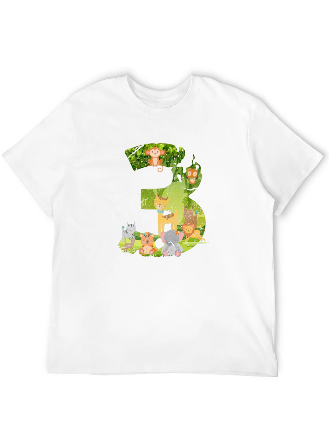 Black Kids Birthday Number 3 Animal T-Shirt view 12