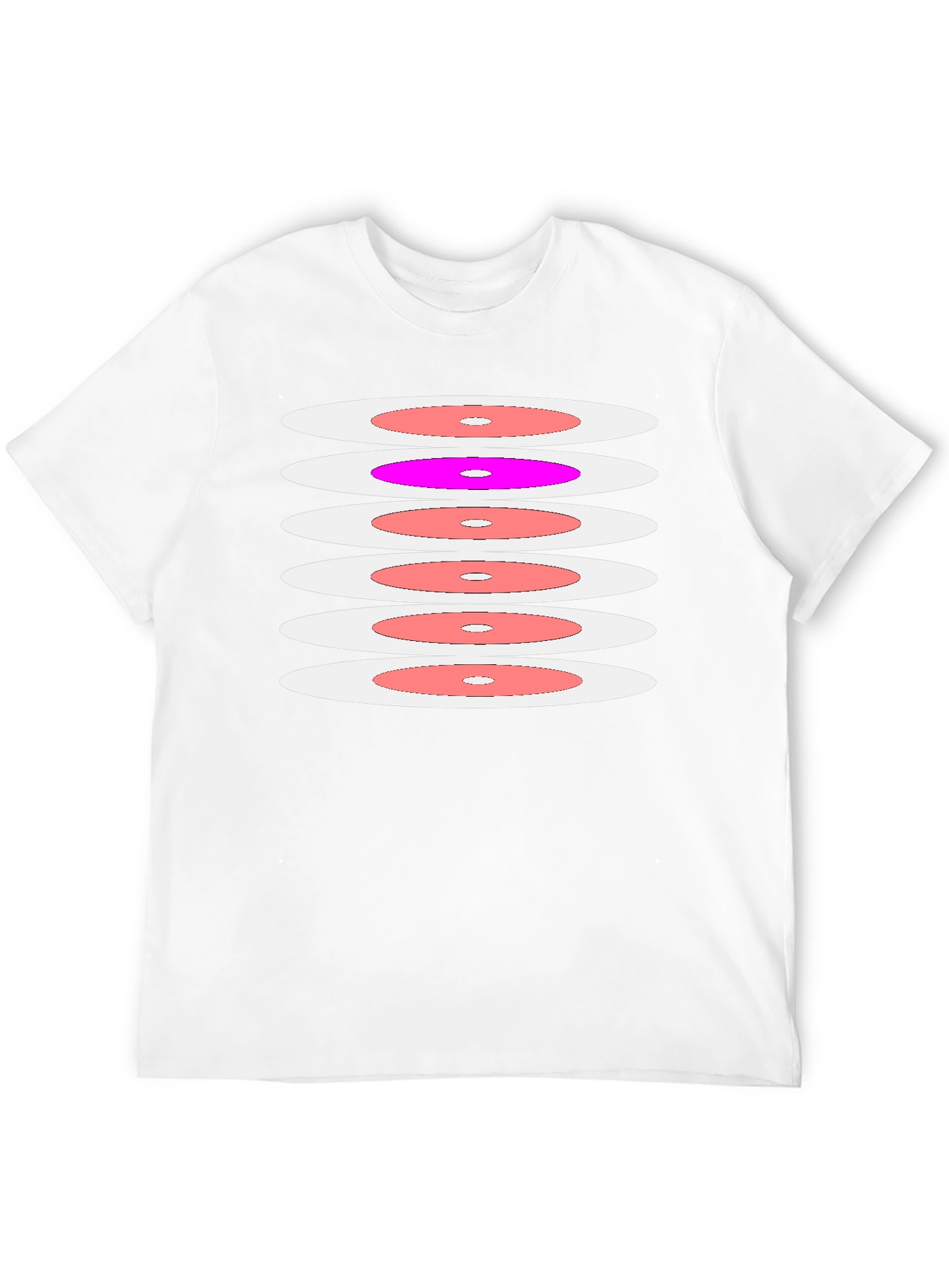 Black Retro Disc Pattern Black T-Shirt view 12