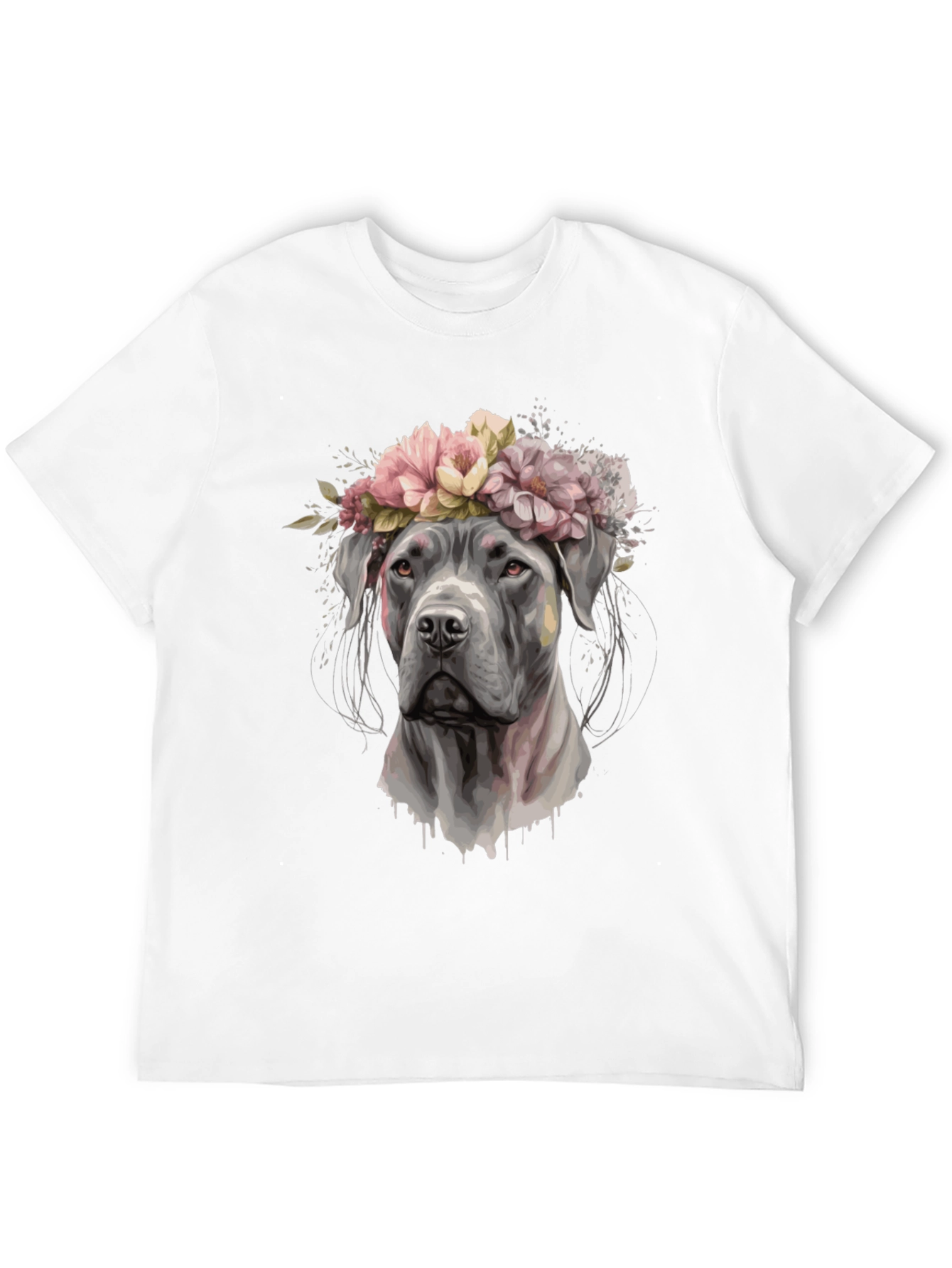 Black Dog with Flower Crown Black T-Shirt view 12
