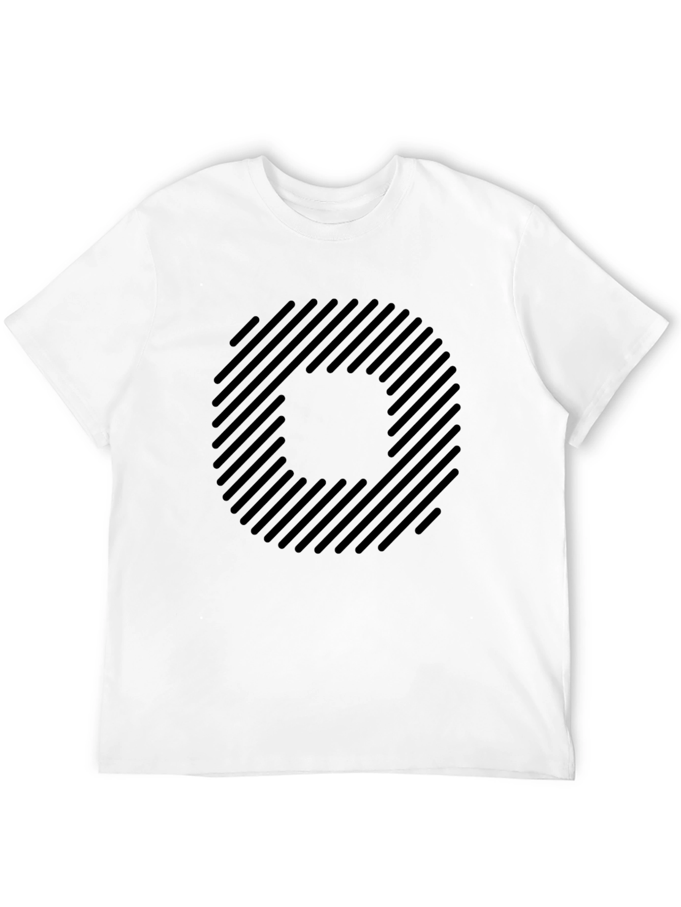 Black Striped Circle Graphic Black T-Shirt view 12