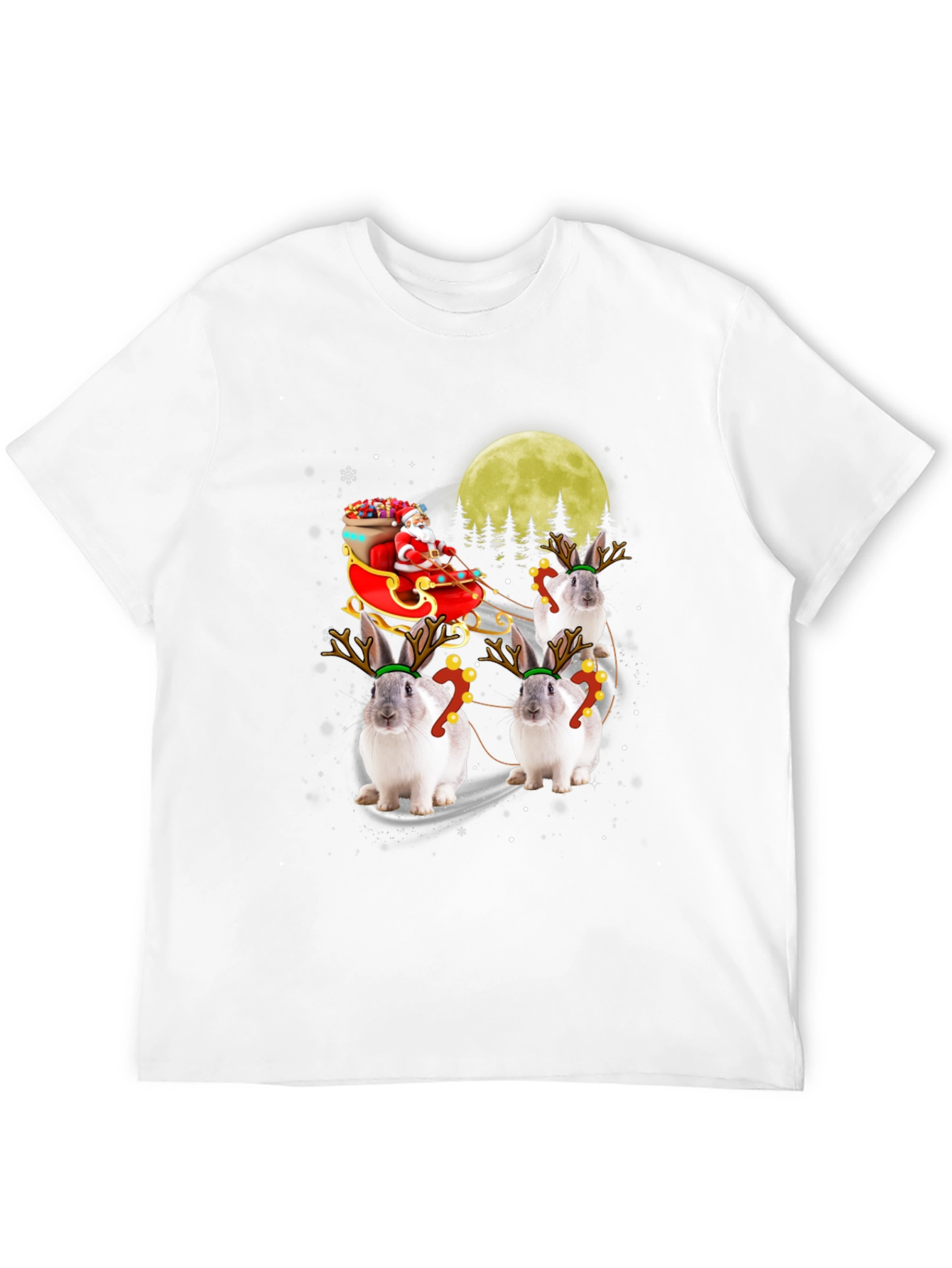 Black Christmas Bunny Reindeer T-Shirt view 12