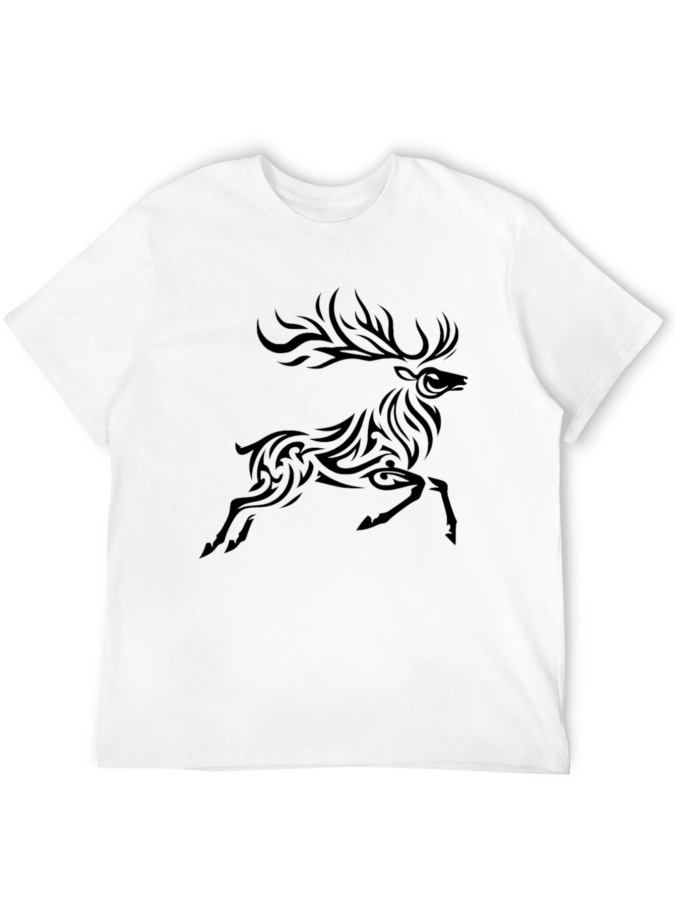 Tribal Deer Graphic Black T-Shirt - 12