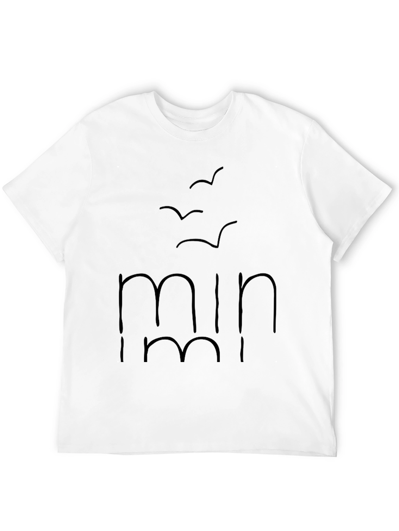 Black Minimalist Black T-Shirt with Bird Graphic Design view 12
