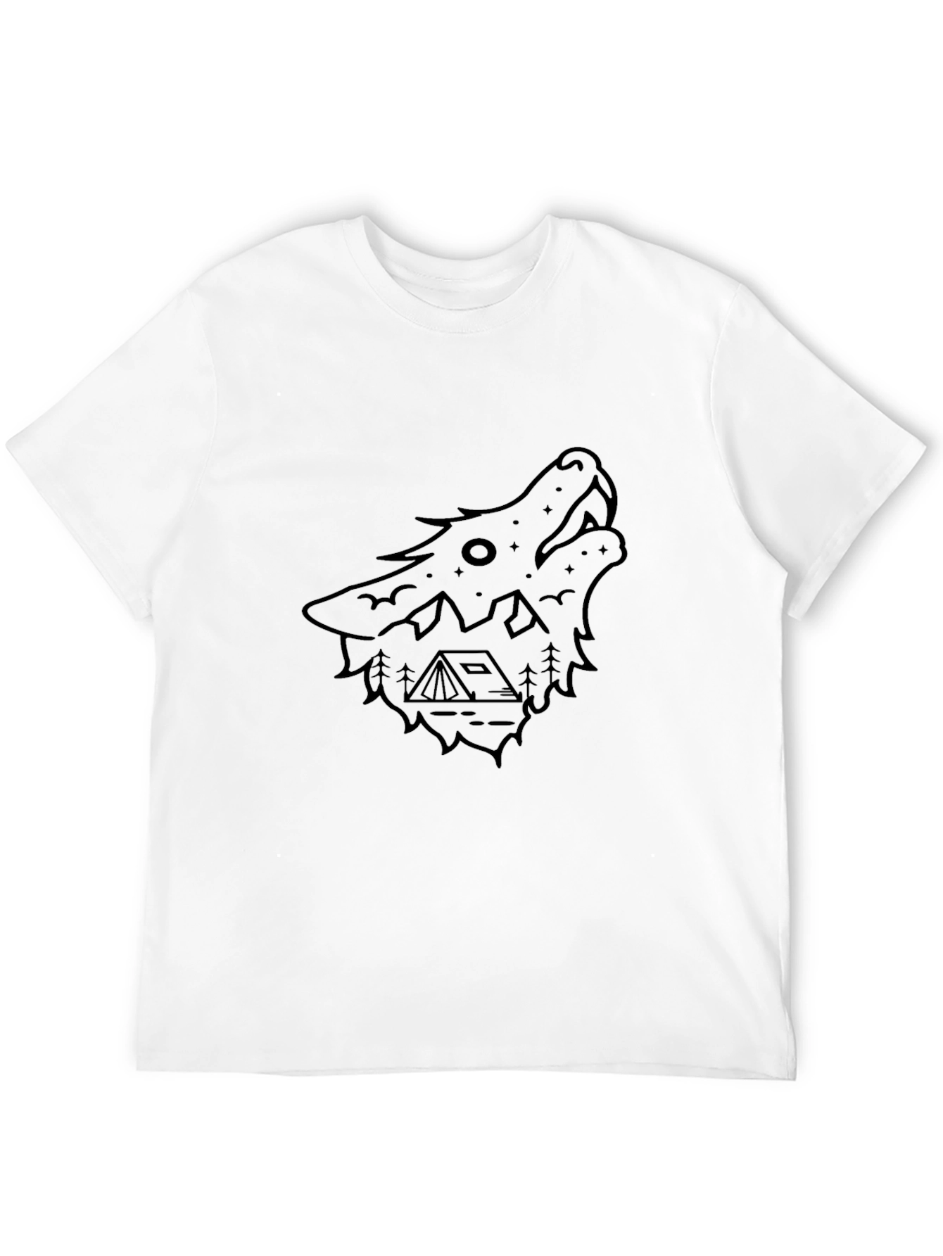 Black Black Wolf Graphic Tee - Camping Theme view 12