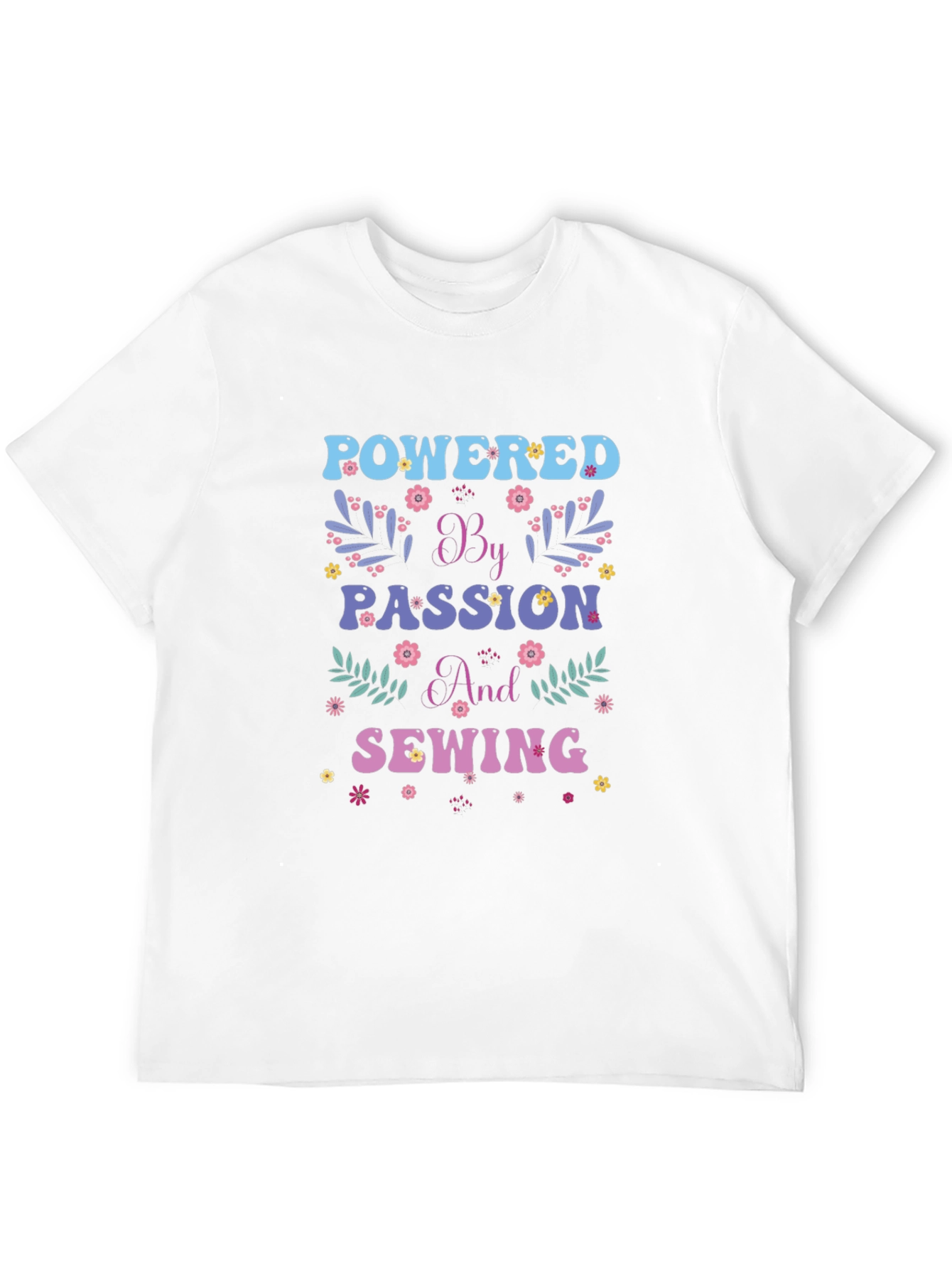 Black Powered by Passion and Sewing Graphic T-Shirt view 12