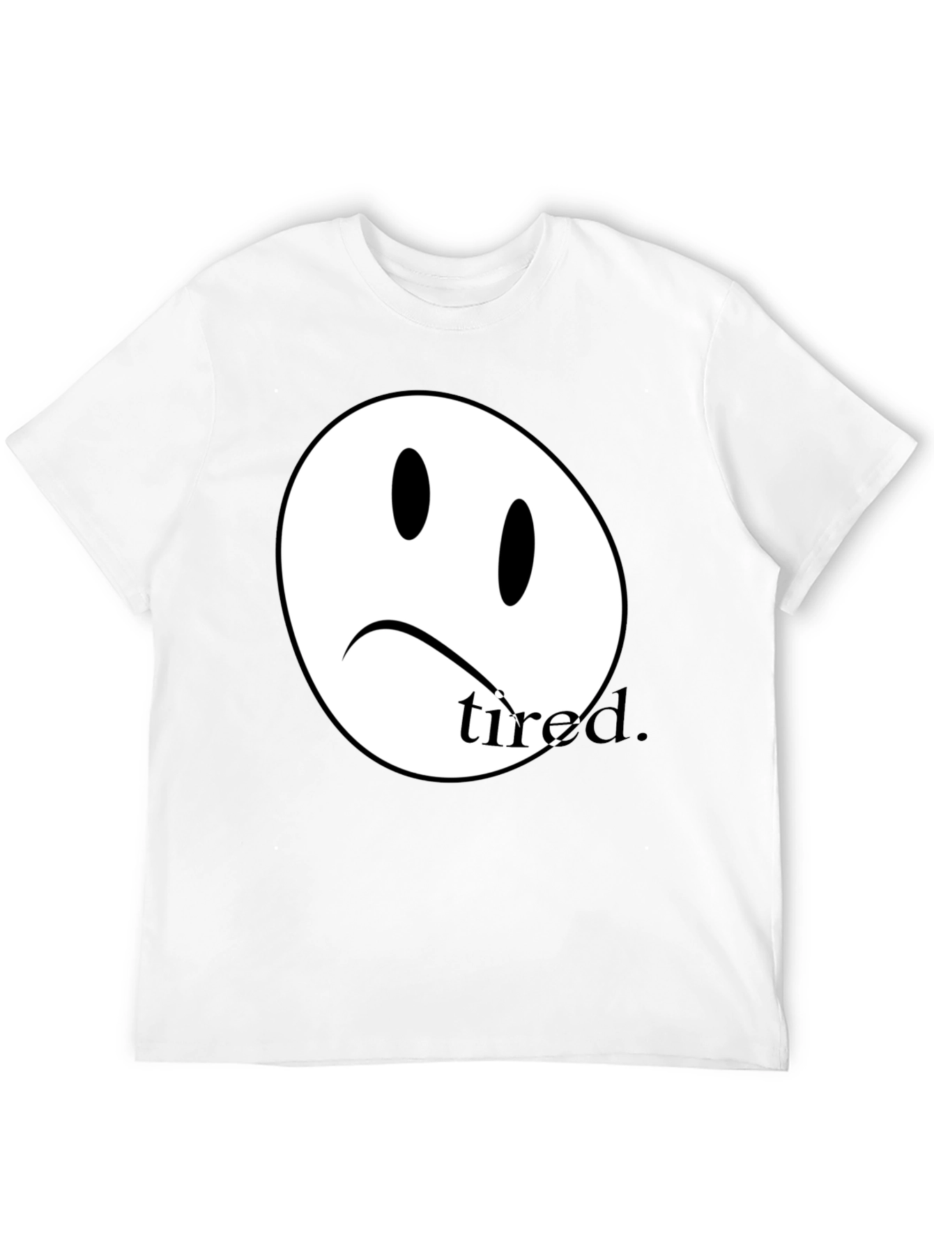 Black Sad Face Tired T-Shirt - Unisex Cotton Tee view 12