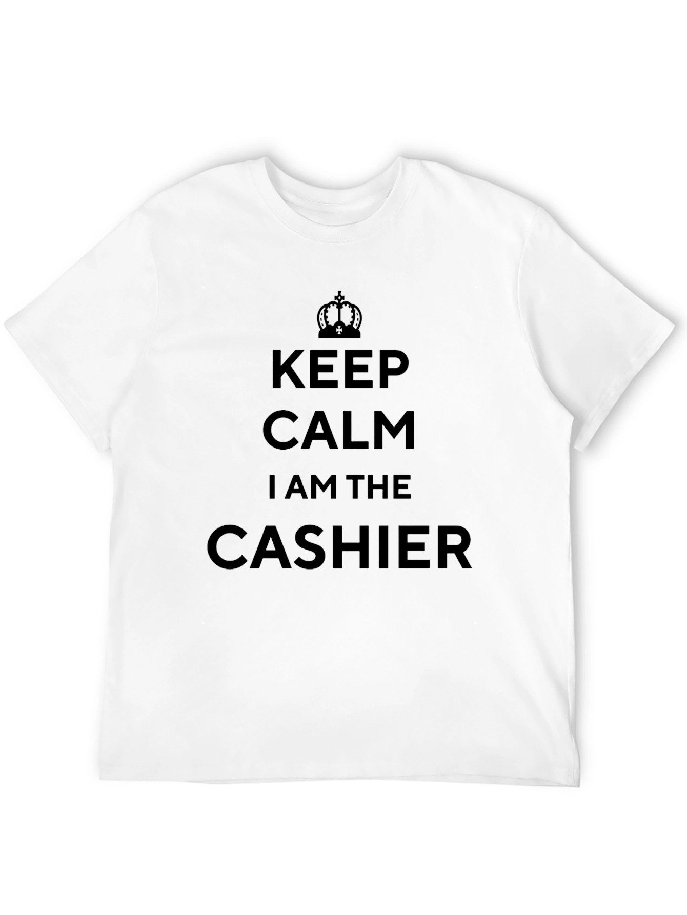 Black Keep Calm Cashier T-Shirt - Funny Job Tee view 12