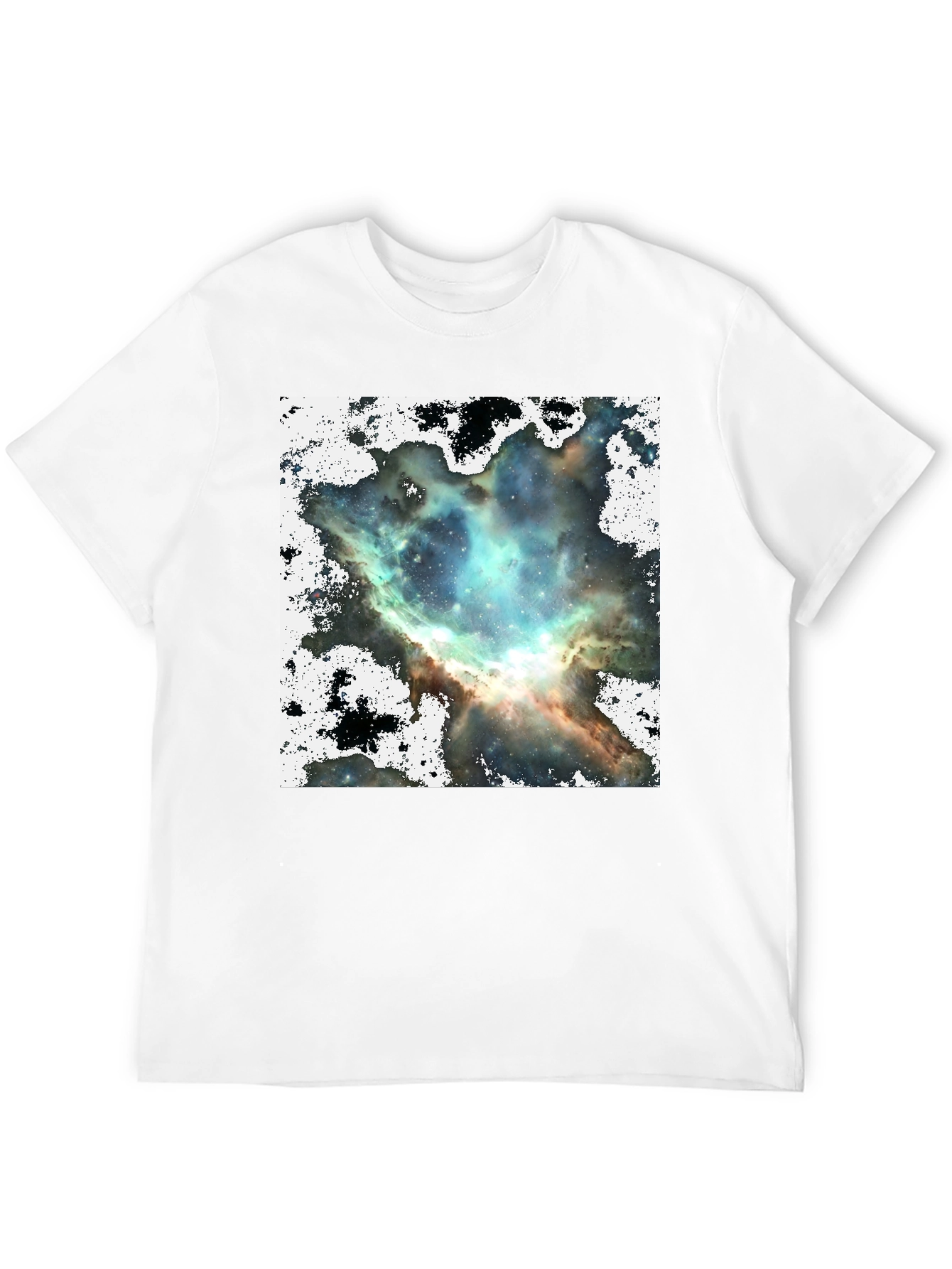 Black Nebula Print Black Crewneck T-Shirt view 12