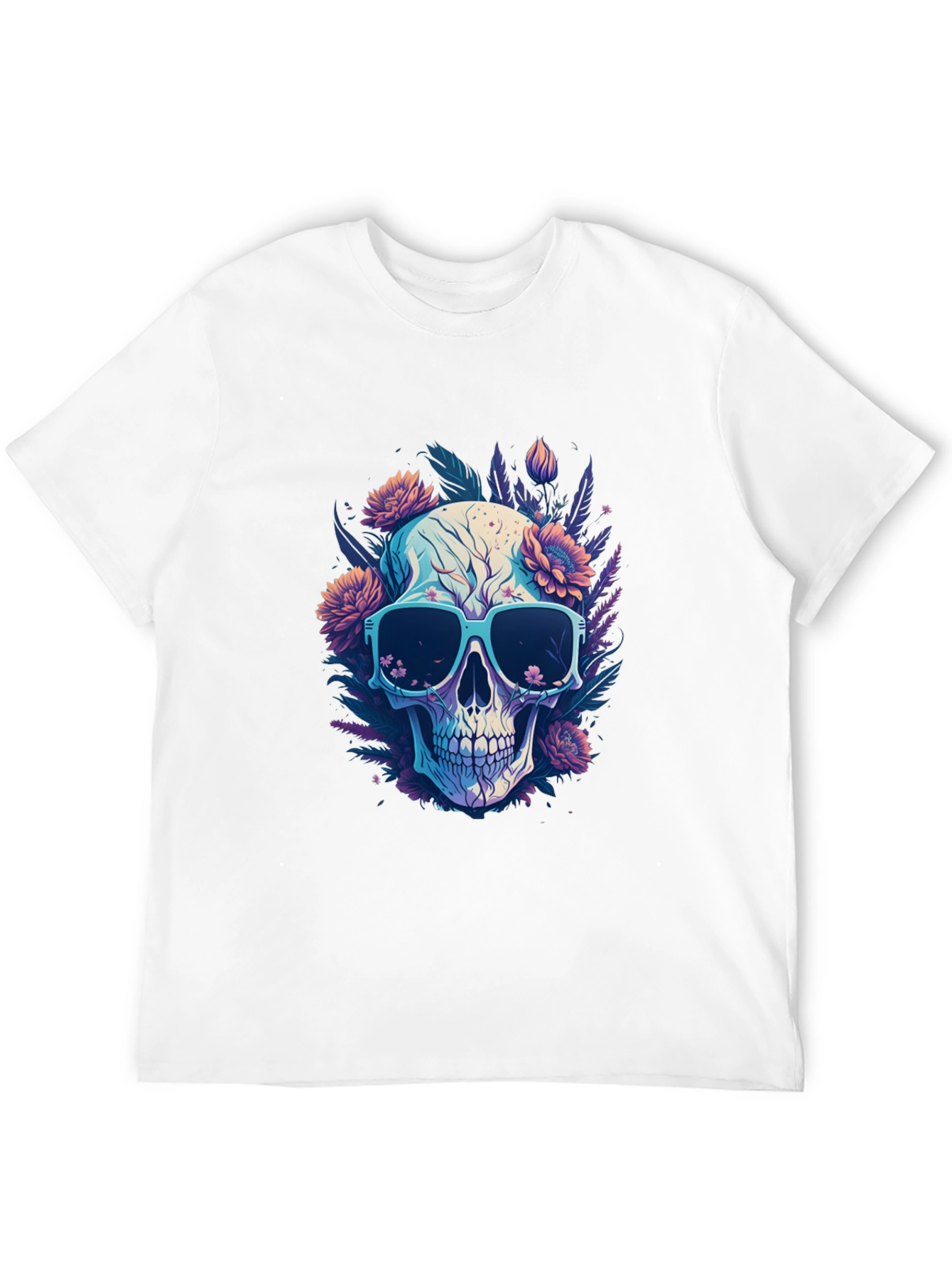 Black Skull and Flowers Graphic T-Shirt - Cool Style view 12
