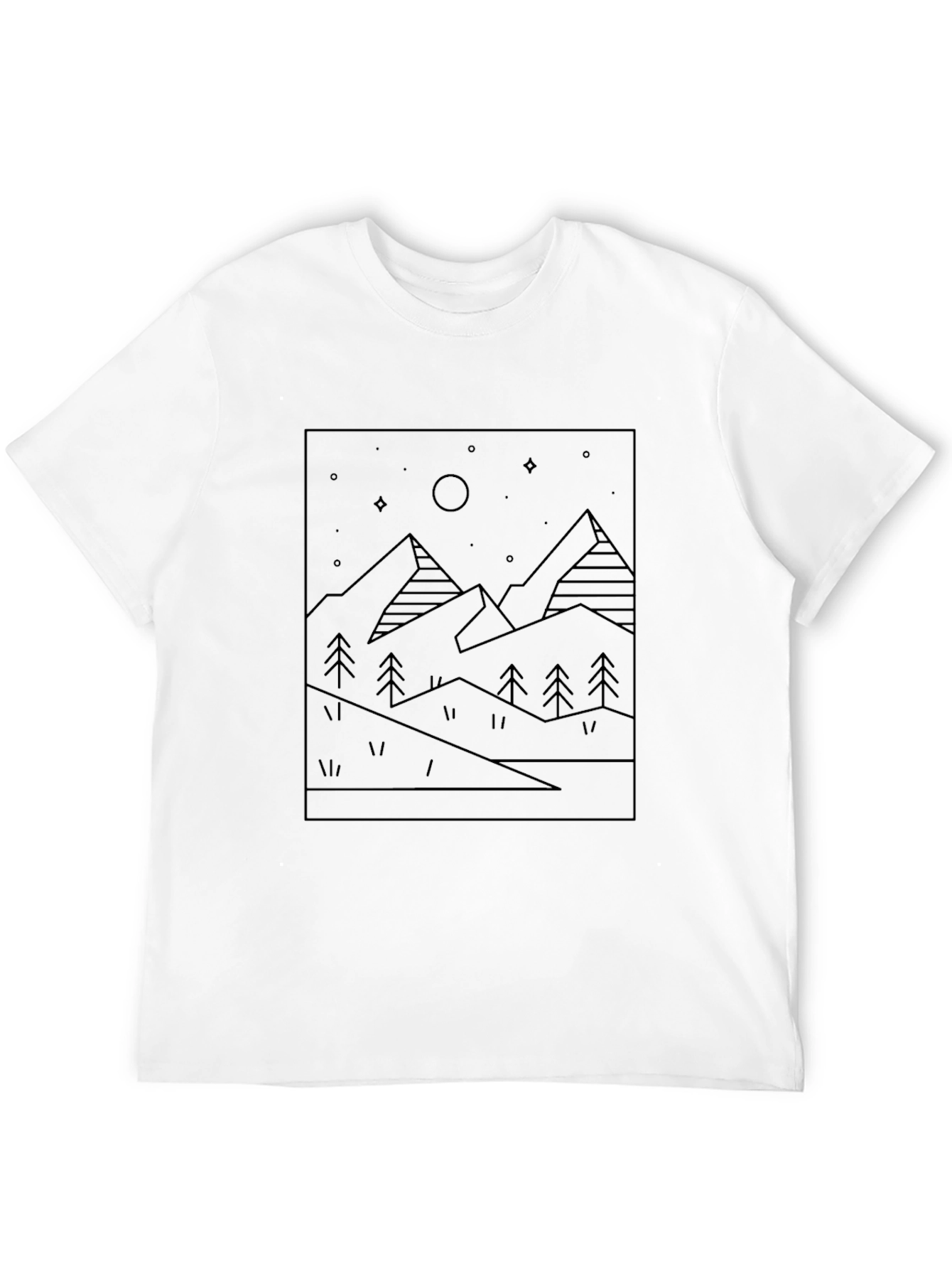 Black Mountain Scene Graphic Tee - Modern Minimalist Design view 12
