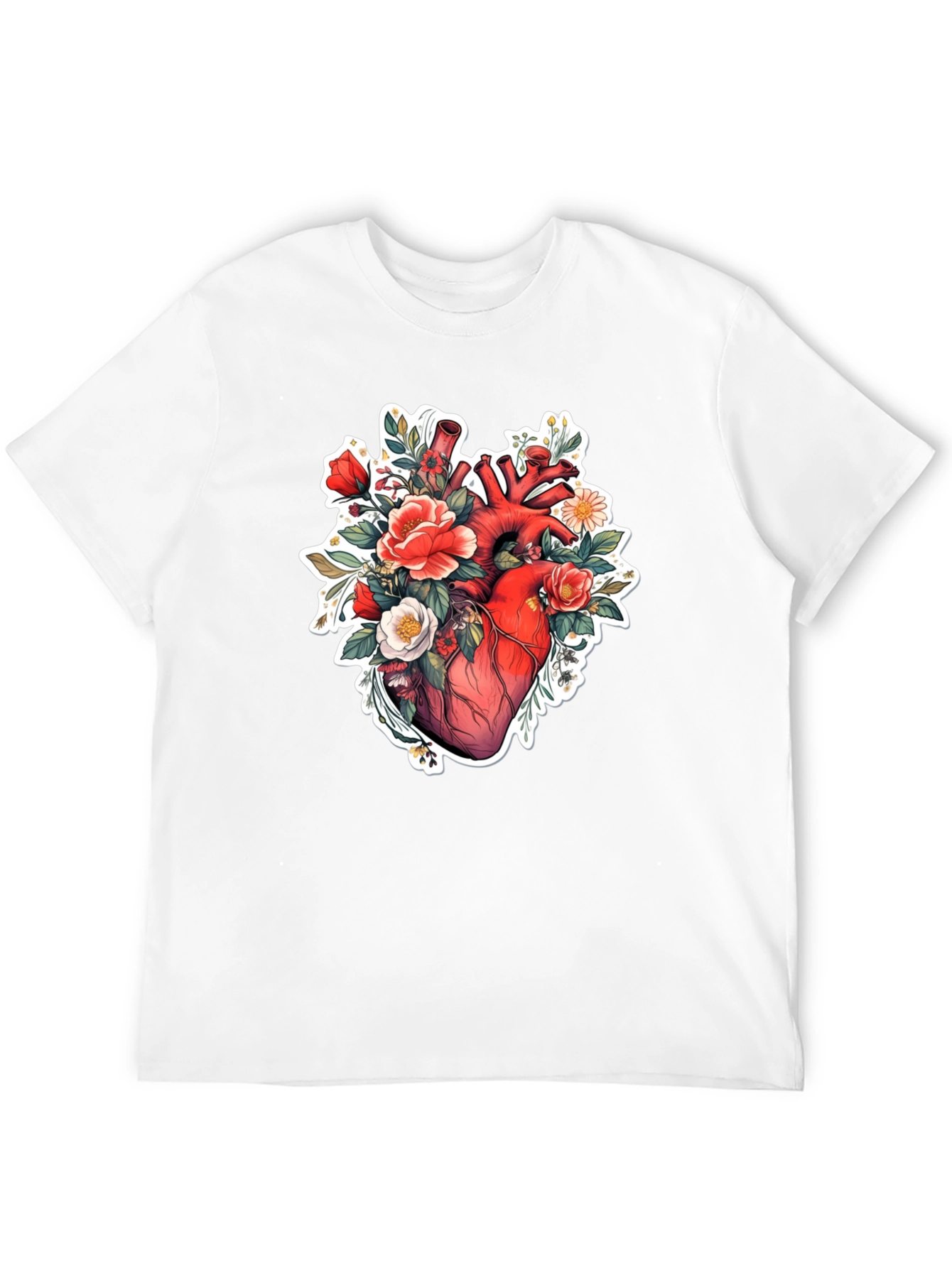 Black Anatomical Heart Floral T-Shirt view 12