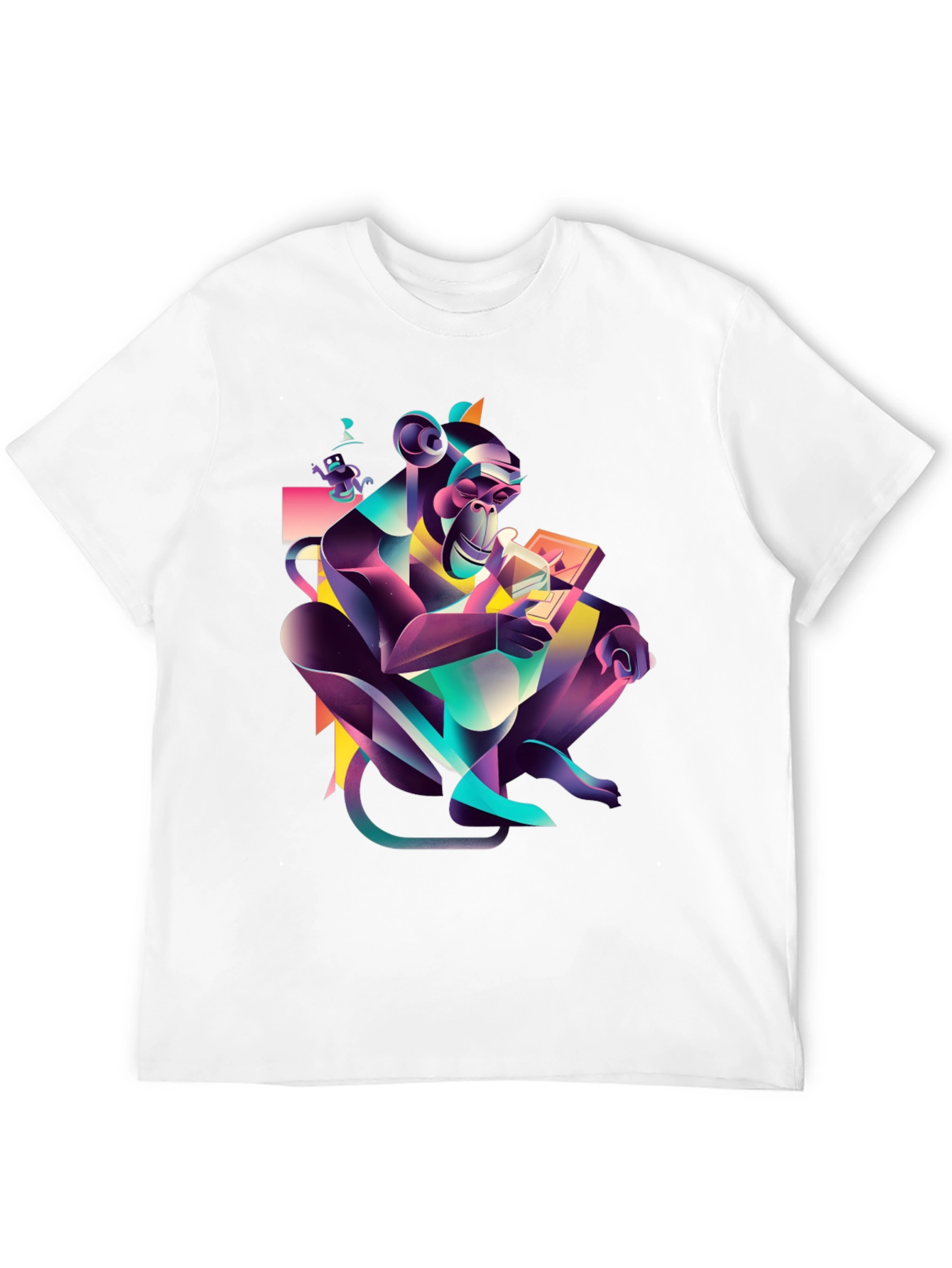 Black Abstract Monkey Graphic Black T-Shirt view 12