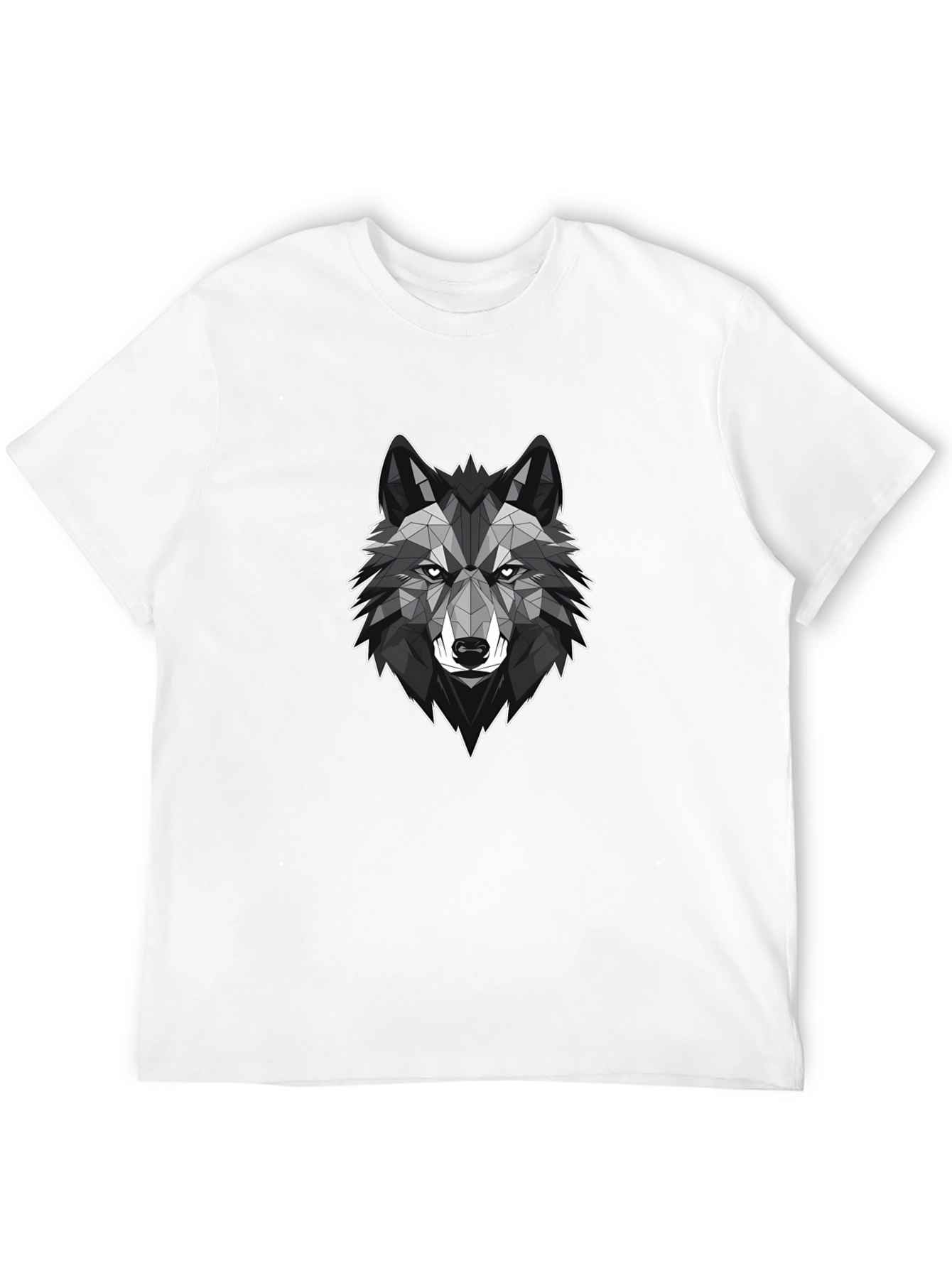 Black Geometric Wolf Graphic Tee - Stylish Black T-Shirt view 12