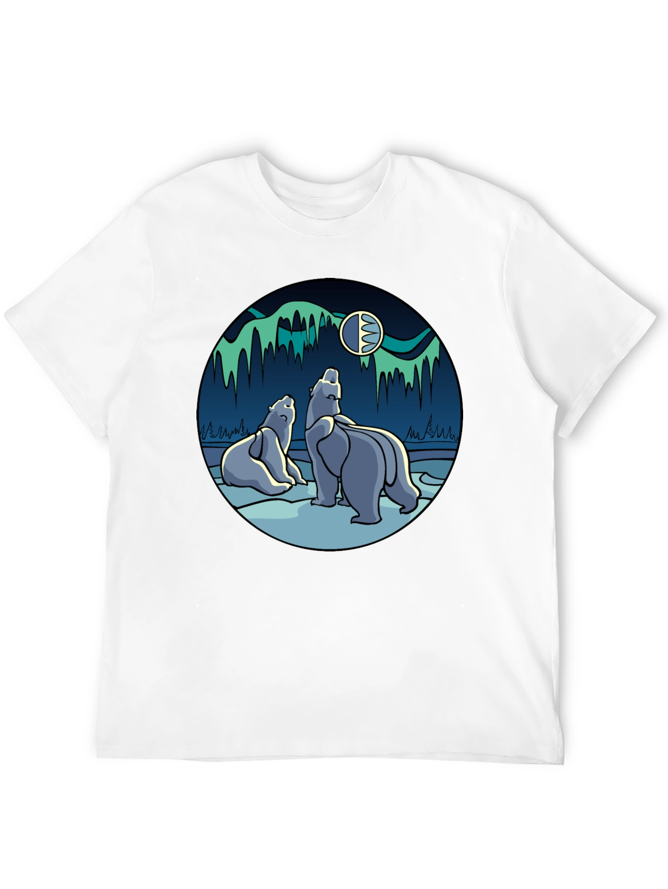 Black Polar Bear Aurora Graphic Tee - Black T-Shirt view 12