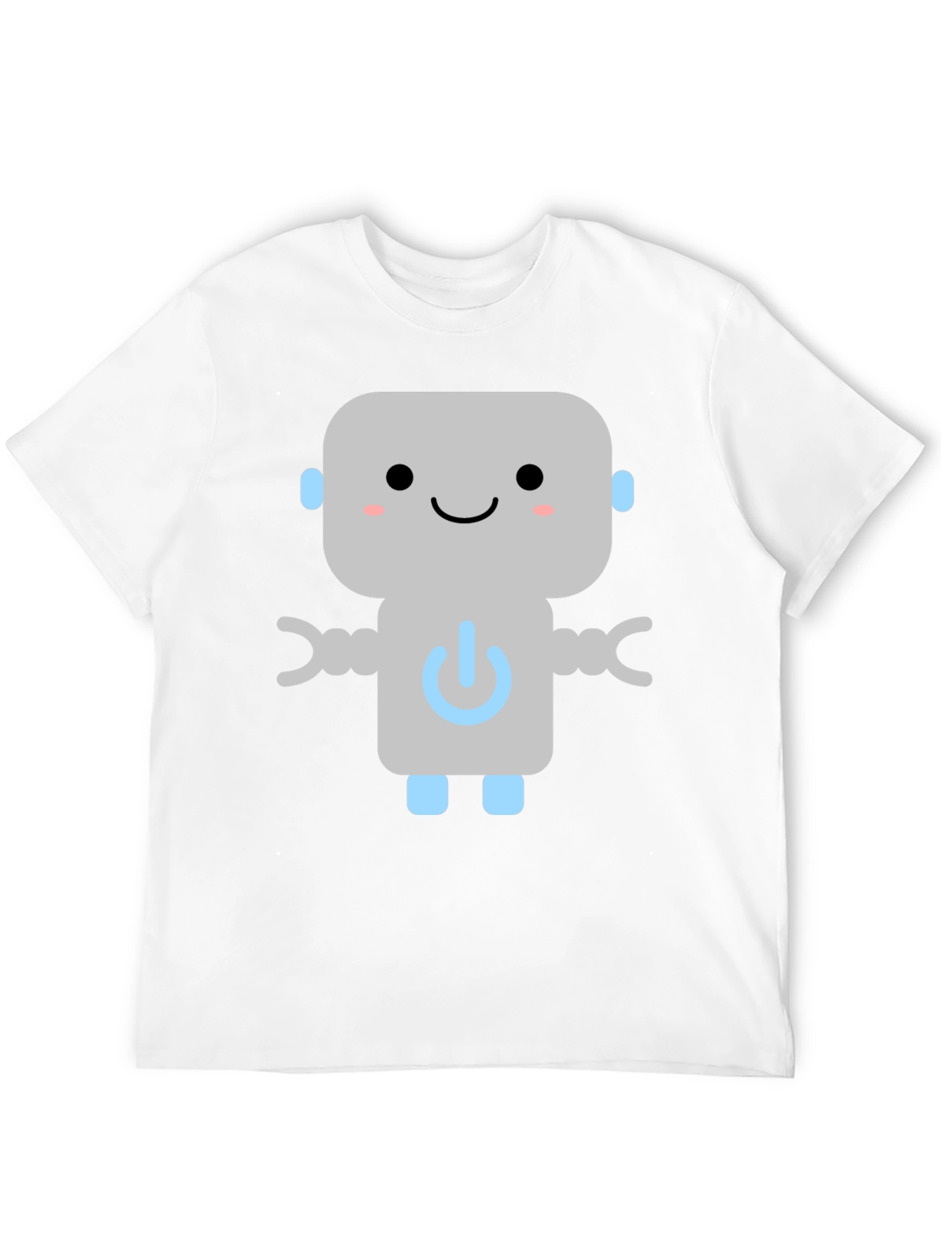 Black Cute Robot Graphic Tee - Black Cotton T-Shirt view 12