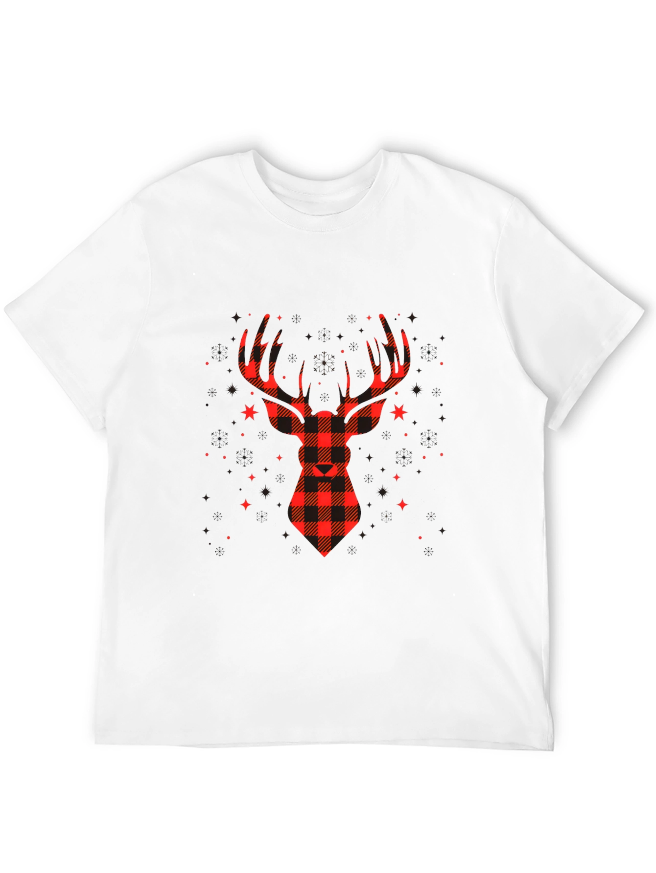 Black Plaid Reindeer Graphic Tee - Classic Holiday Style view 12