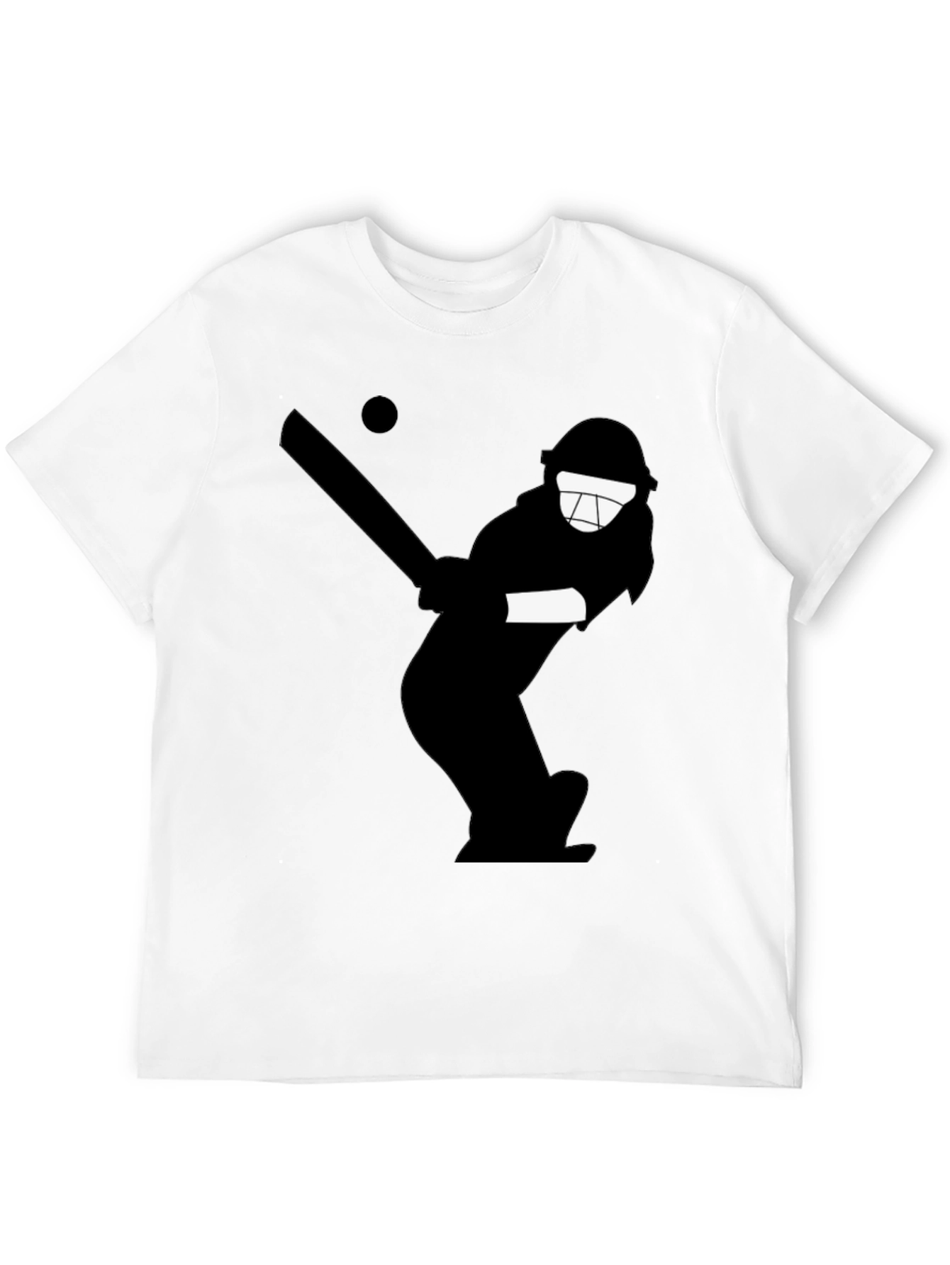 Black Cricket Player Graphic Tee - Black Cotton T-Shirt view 12