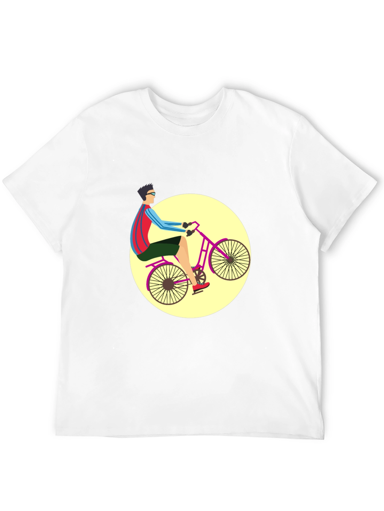 Black Stylish Bicyclist Graphic Tee - Black Cotton Blend view 12
