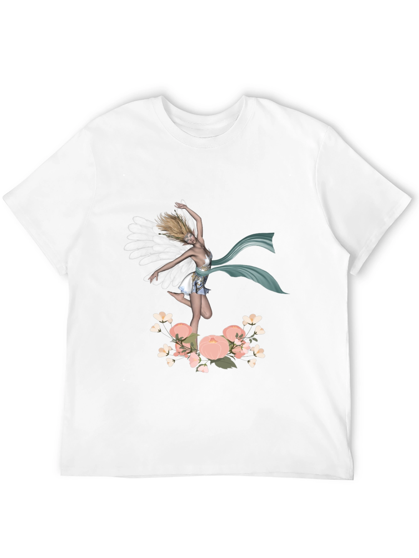 Black Fairy Wings Flower Graphic Tee - Unique Design view 12