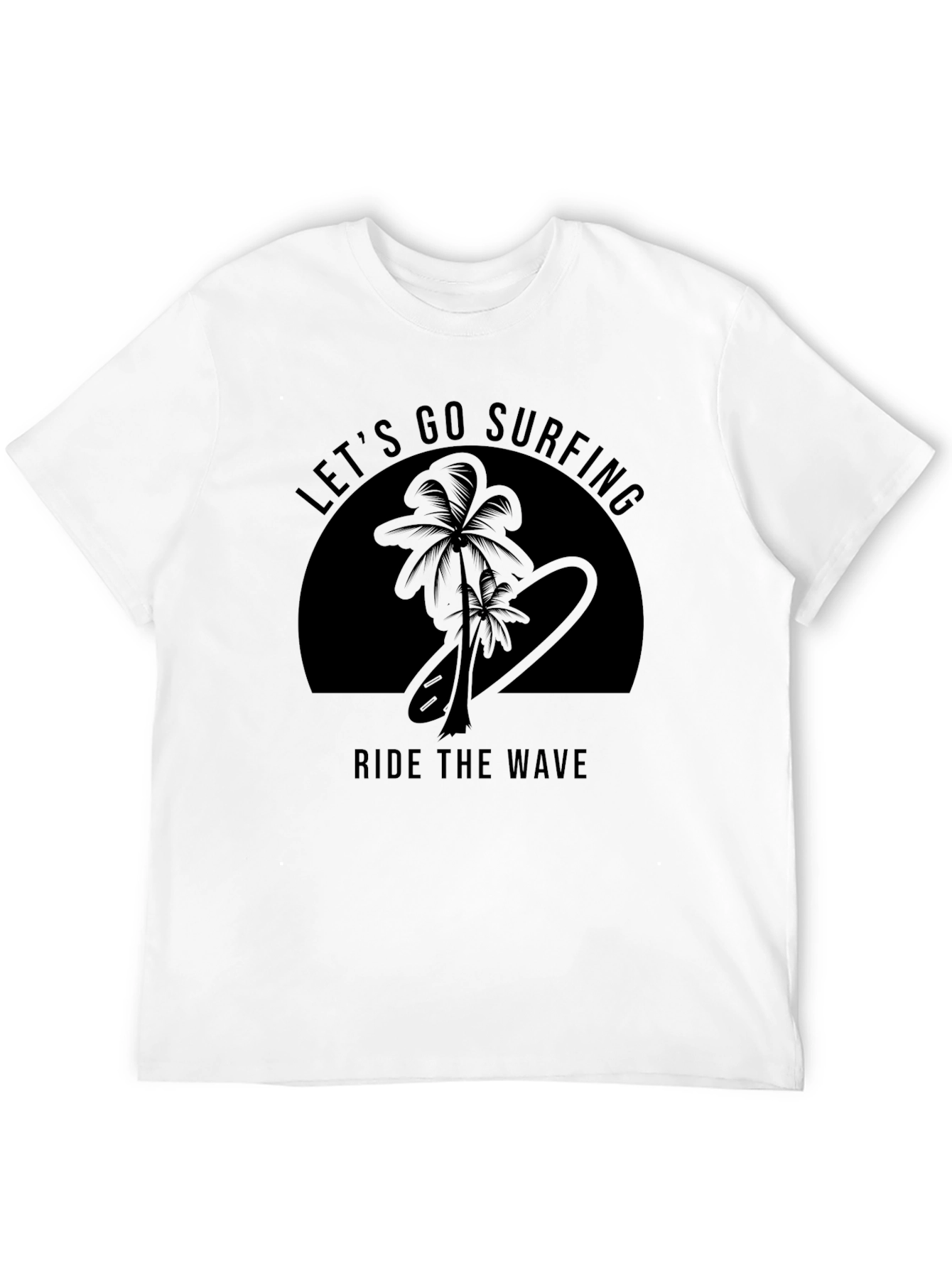 Black Let's Go Surfing Men's Black T-Shirt view 12