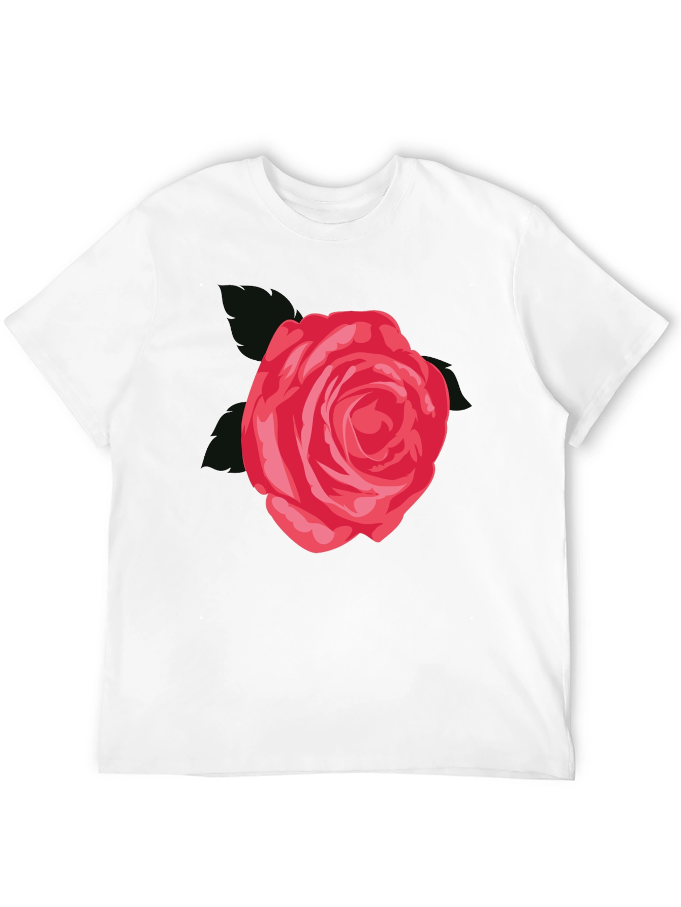 Black Men's Black T-Shirt with Red Rose Graphic view 12