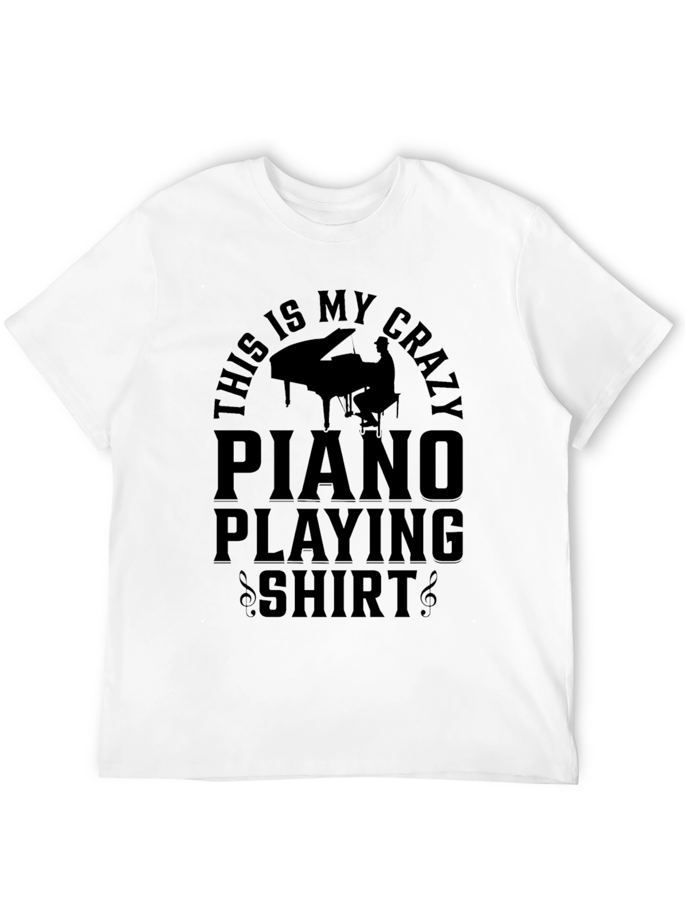 Black Crazy Piano Playing Shirt - Novelty Musician Tee view 12
